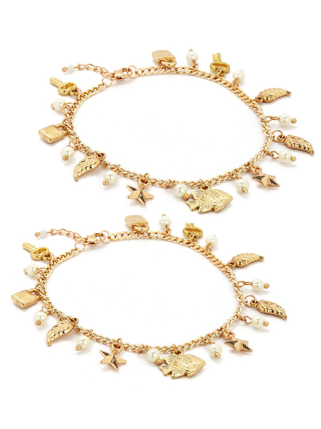 Blueberry gold-toned toe ring anklet-onesize-gold