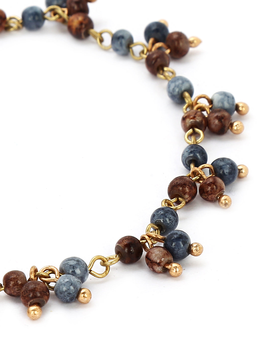 Set of 4 antique gold toned beaded anklets