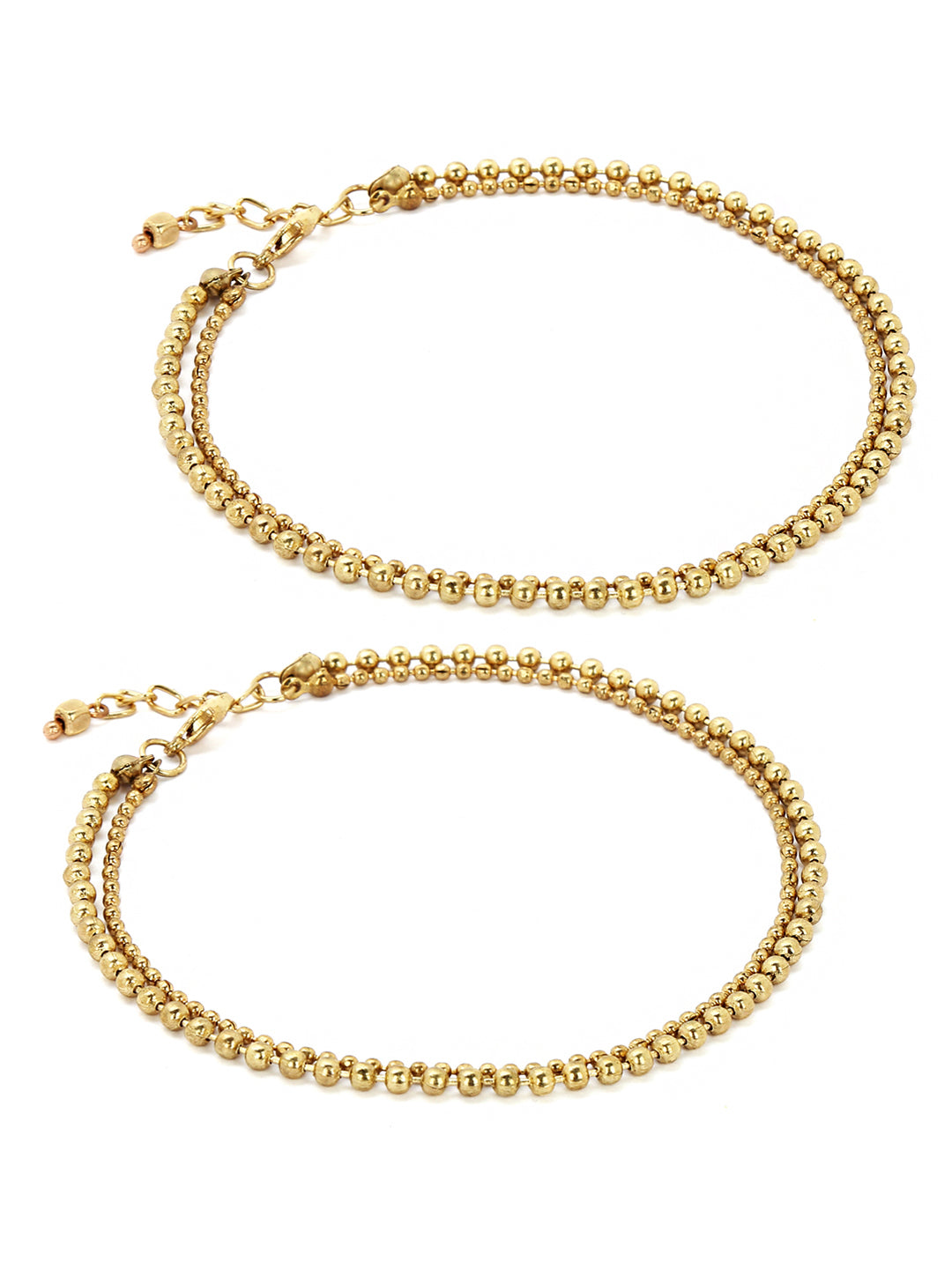 Set of 4 antique gold toned beaded anklets
