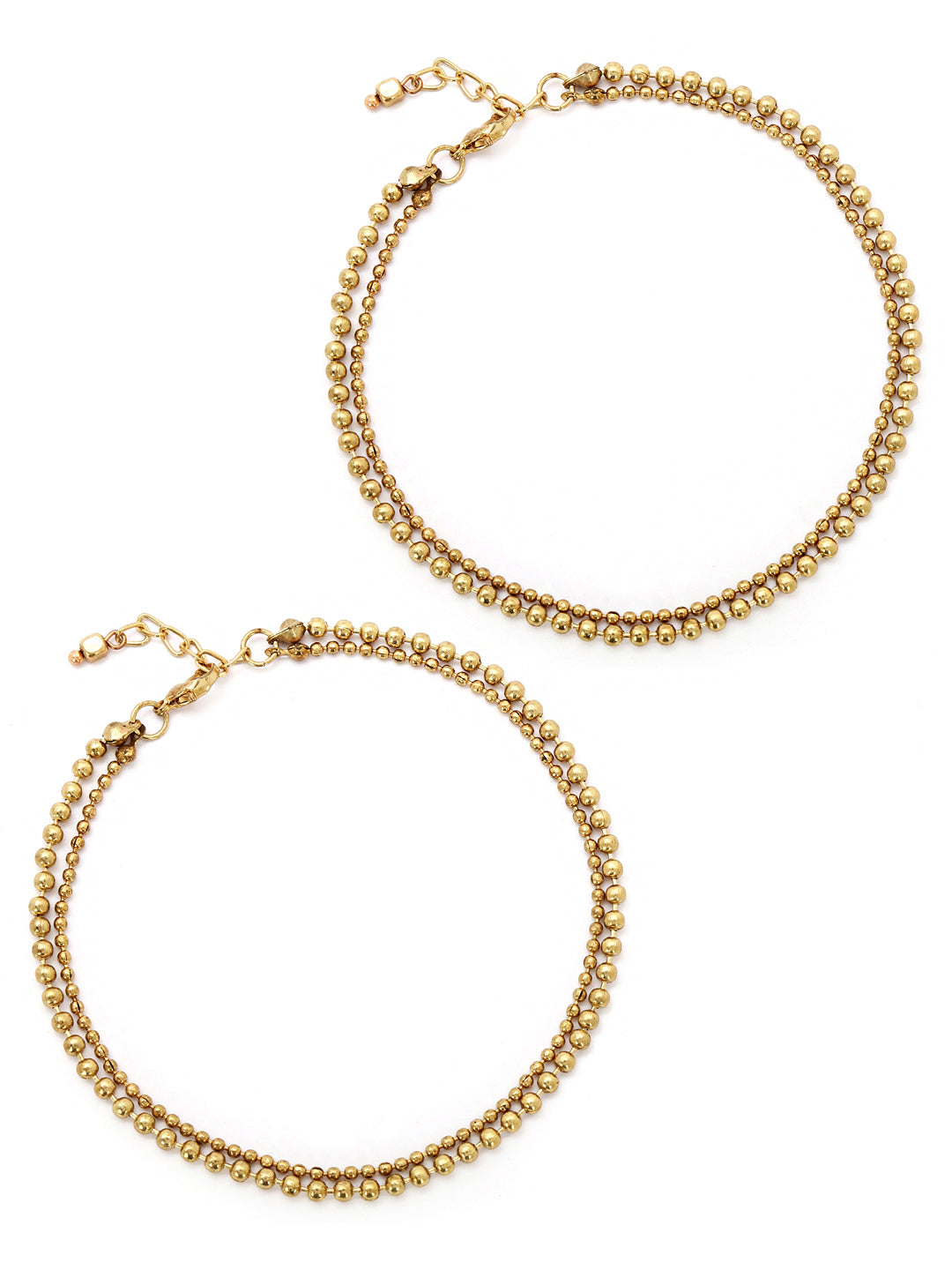 Set of 4 antique gold toned beaded anklets