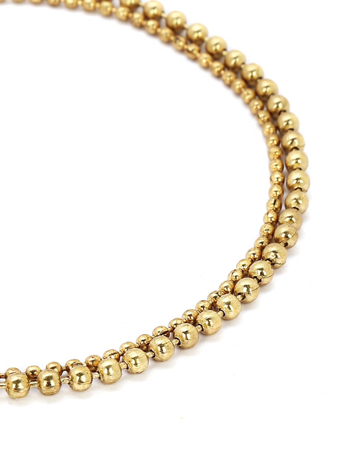 Set of 4 antique gold toned beaded anklets