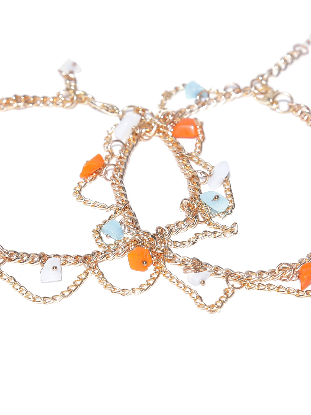 Gold toned beaded anklets