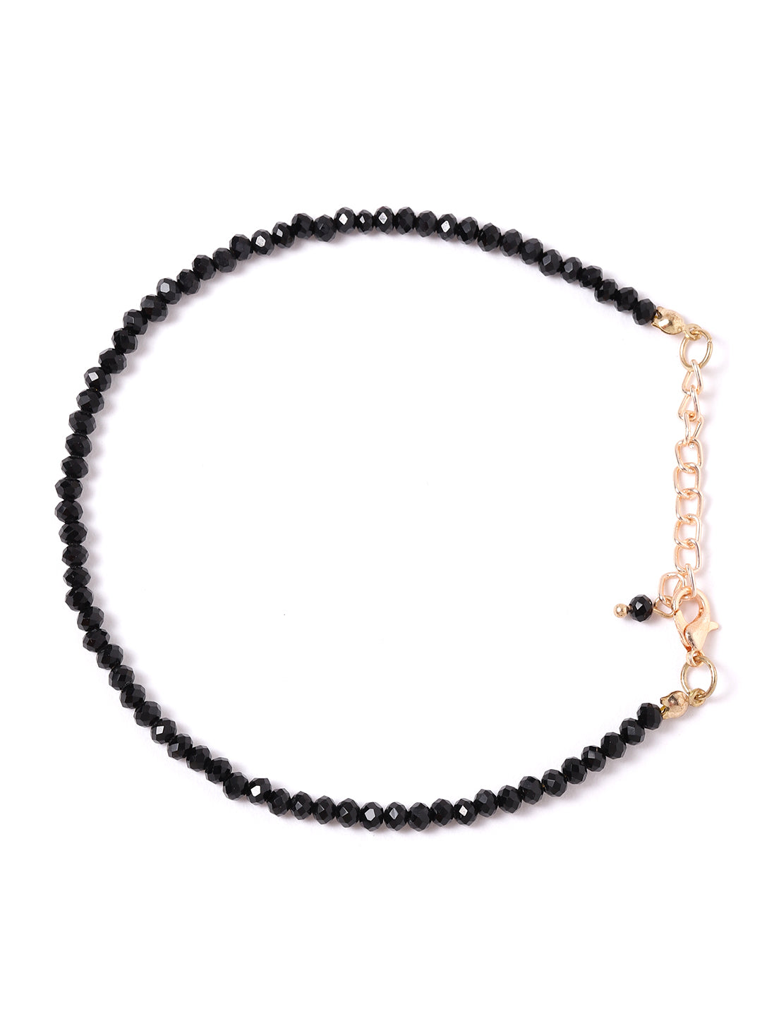 Blueberry black beads detailing pair of anklet