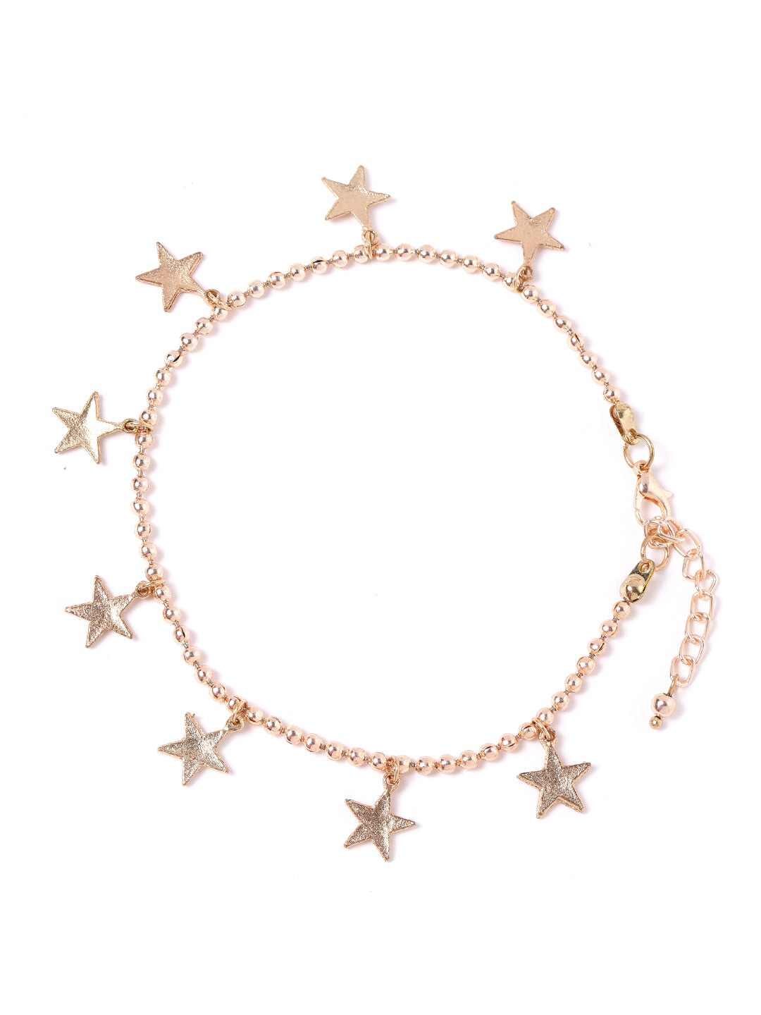 Blueberry set of 4 multi color and gold plated chain anklets
