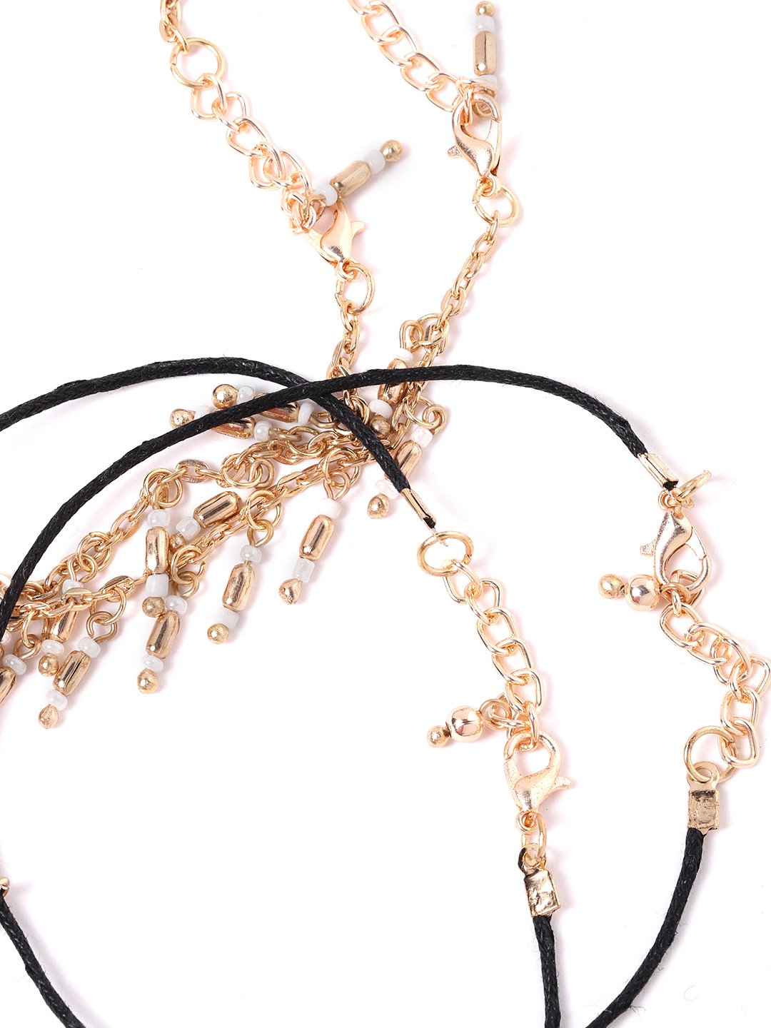 Blueberry Set of 2 Gold and Black Anklet