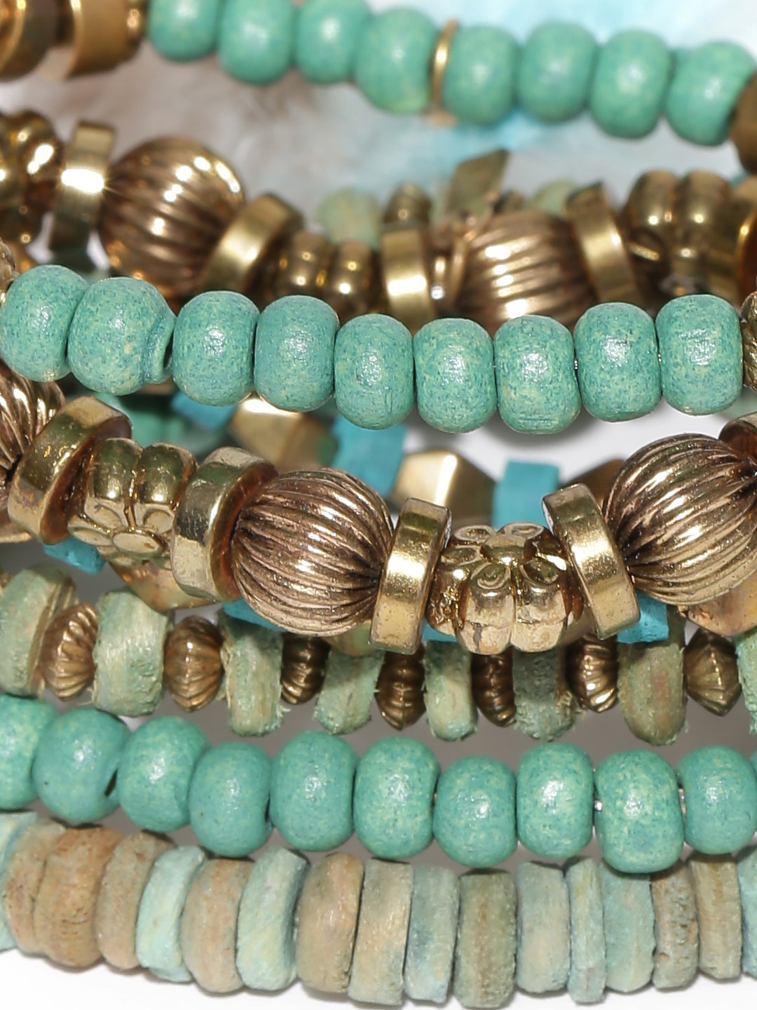 Blueberry set of 6 blue and gold beaded bracelet