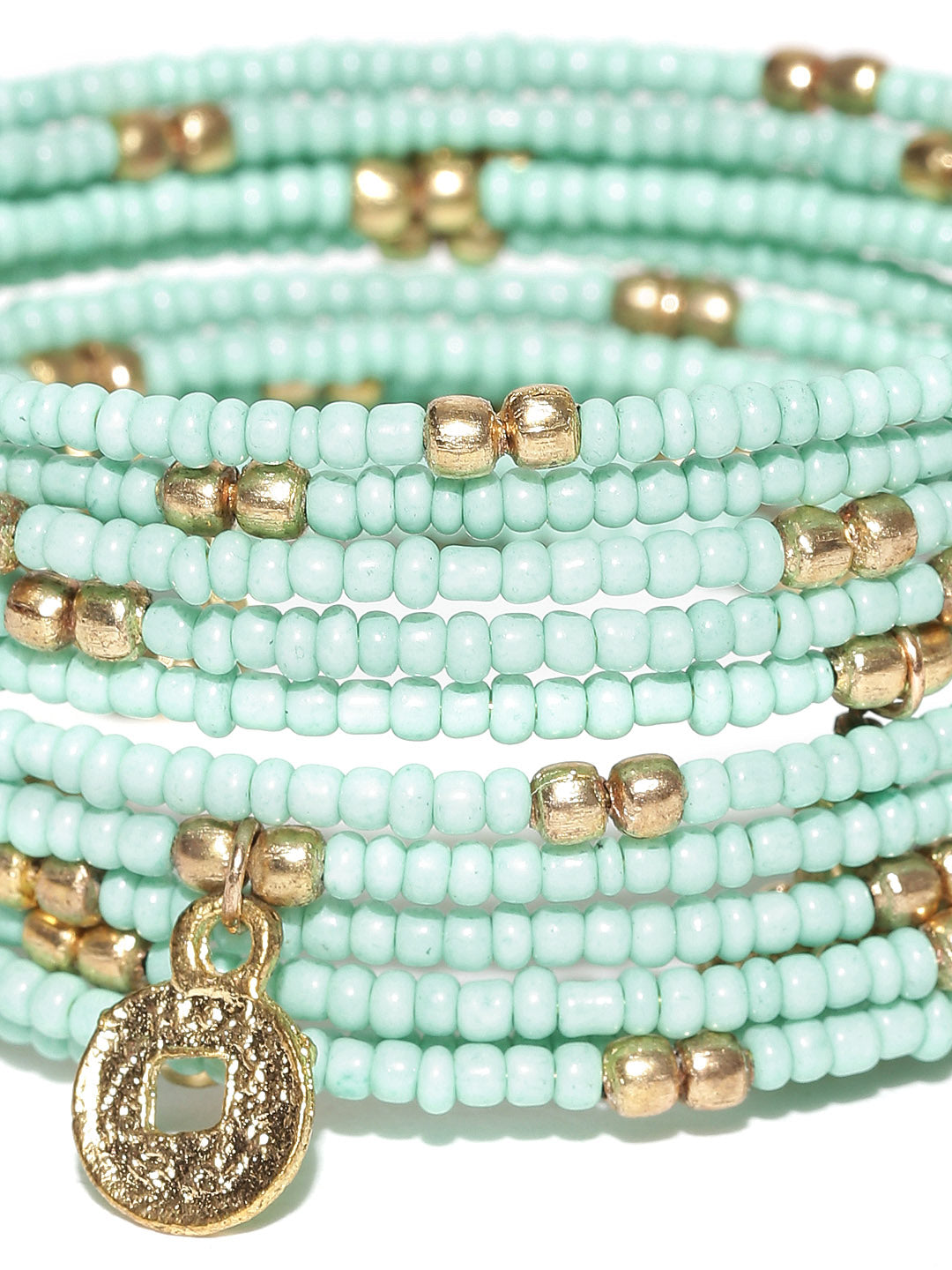 Blueberry green beaded spiral bracelet