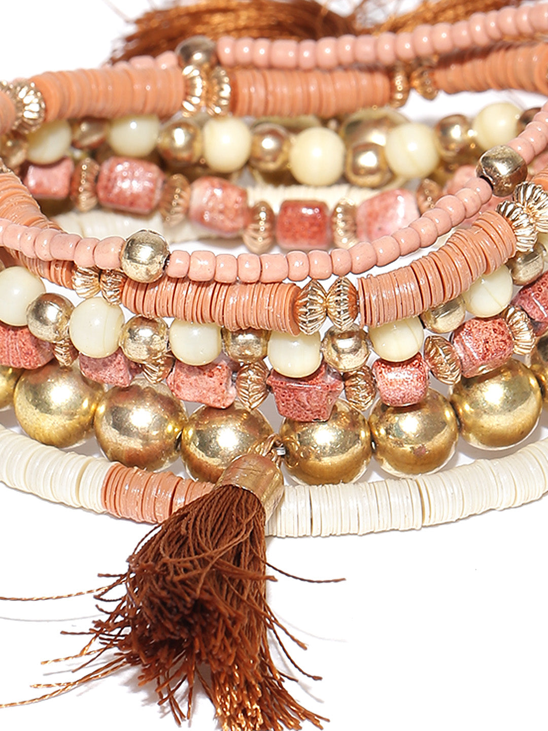 Blueberry set of 6 pink and gold beaded bracelets