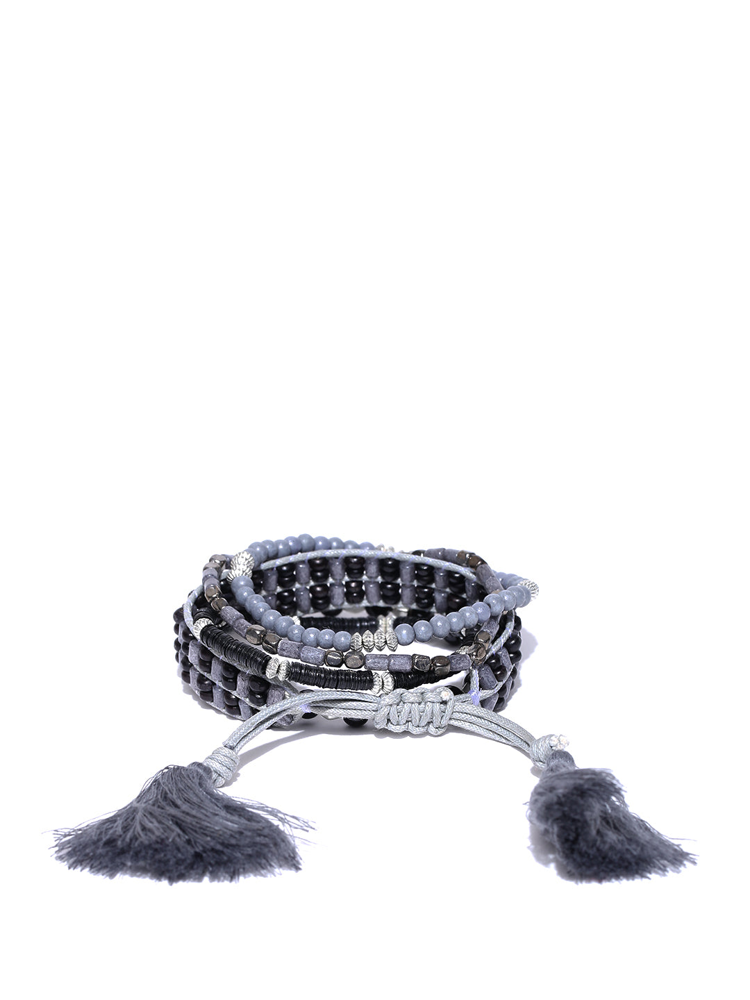 Blueberry set of 5 black and grey beaded bracelet