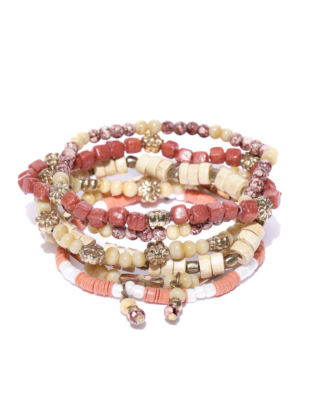 Blueberry set of 6 multi color beaded detailing bracelets