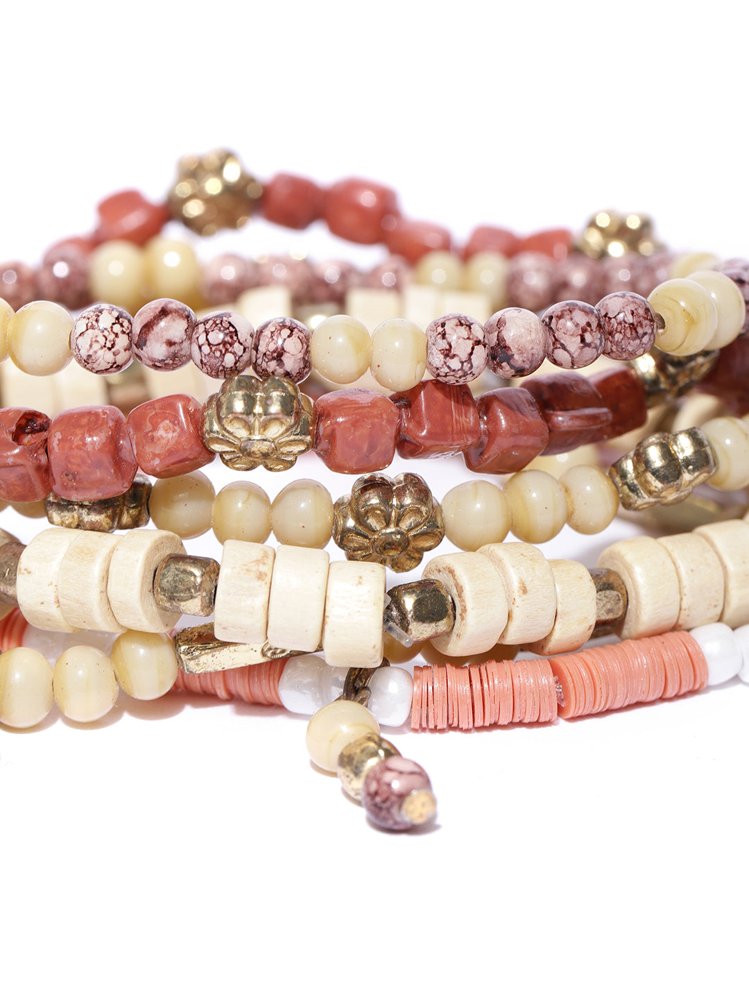 Blueberry set of 6 multi color beaded detailing bracelets