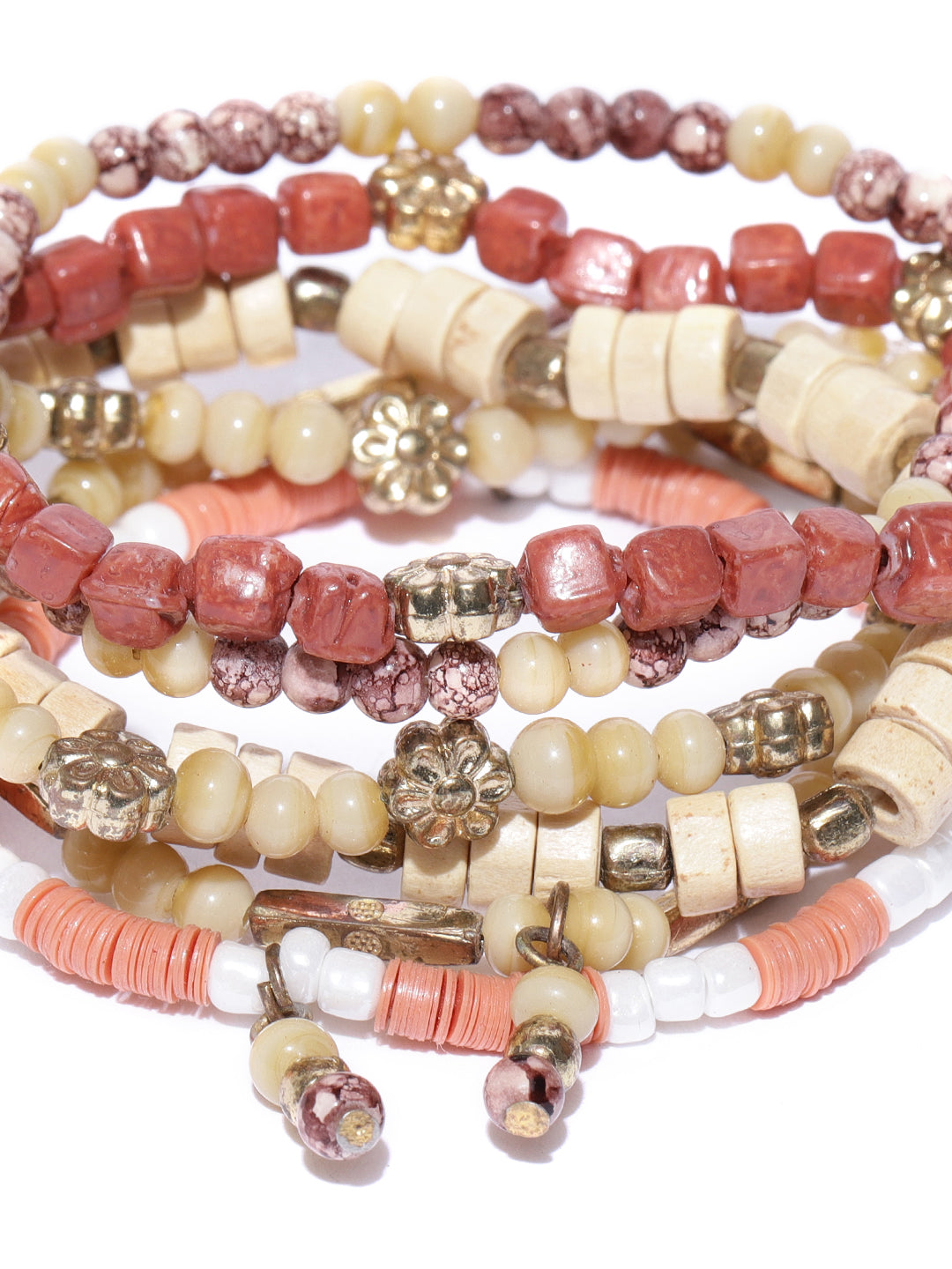 Blueberry set of 6 multi color beaded detailing bracelets