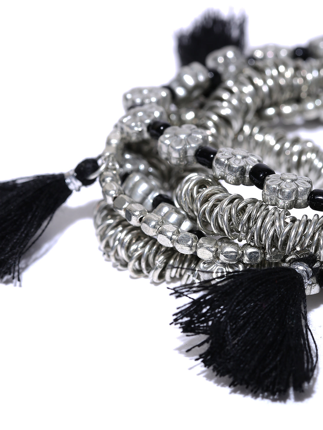 Blueberry set of 5 silver beaded bracelet