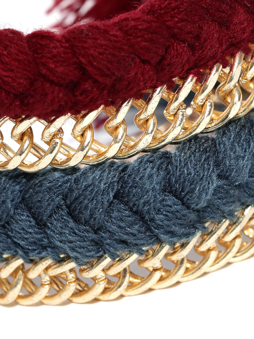 Set of 2 gold toned braided bracelets