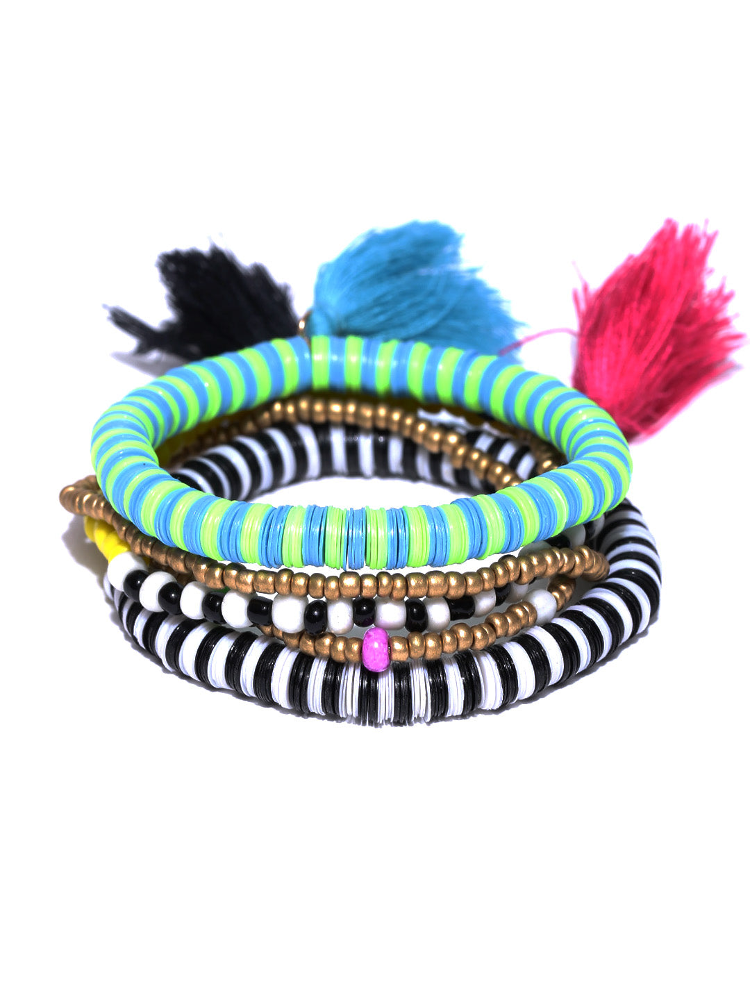 Blueberry set of 5 multicoloured beaded bracelet