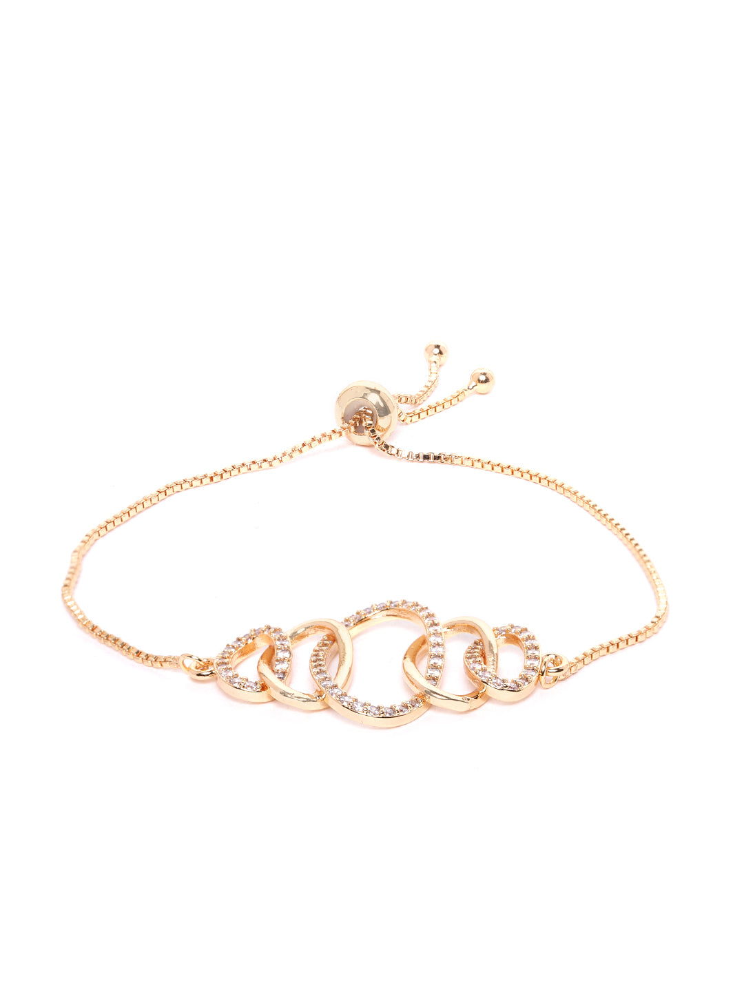 Blueberry gold plated stone embellished adjustable chain bracelet