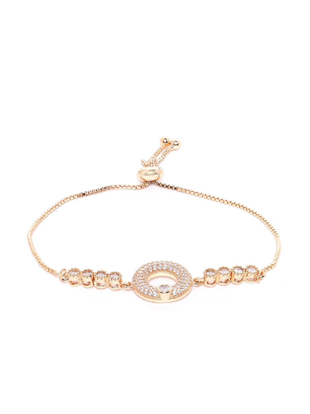 Blueberry gold plated stone embellished adjustable chain bracelet