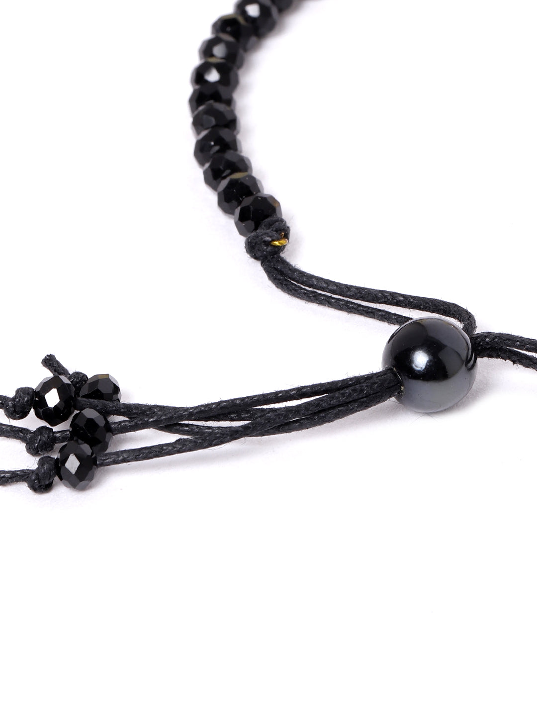 Blueberry Evil Eye black beaded bracelet