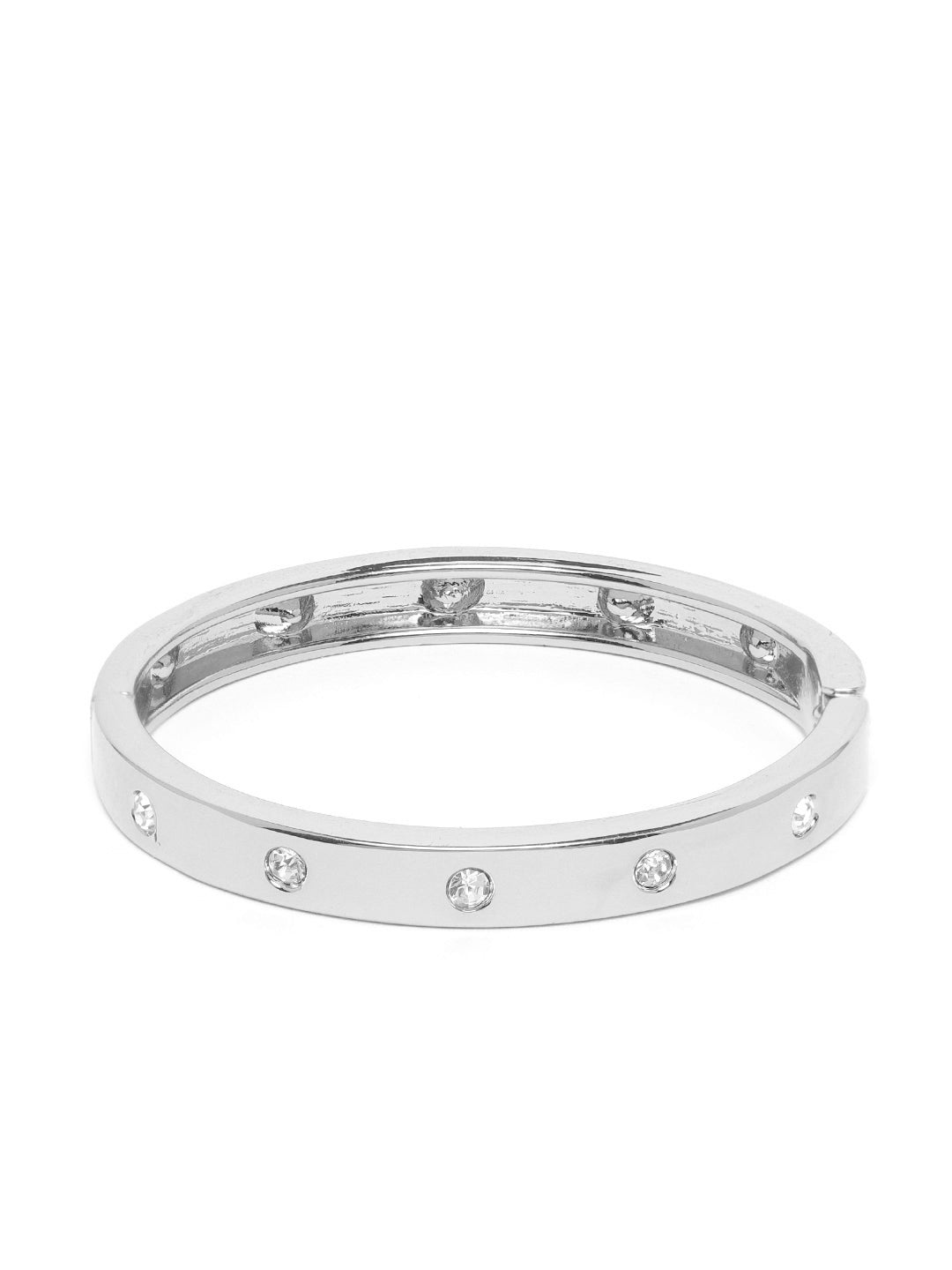 Blueberry 18kt silver plated stone embellished brass cuff