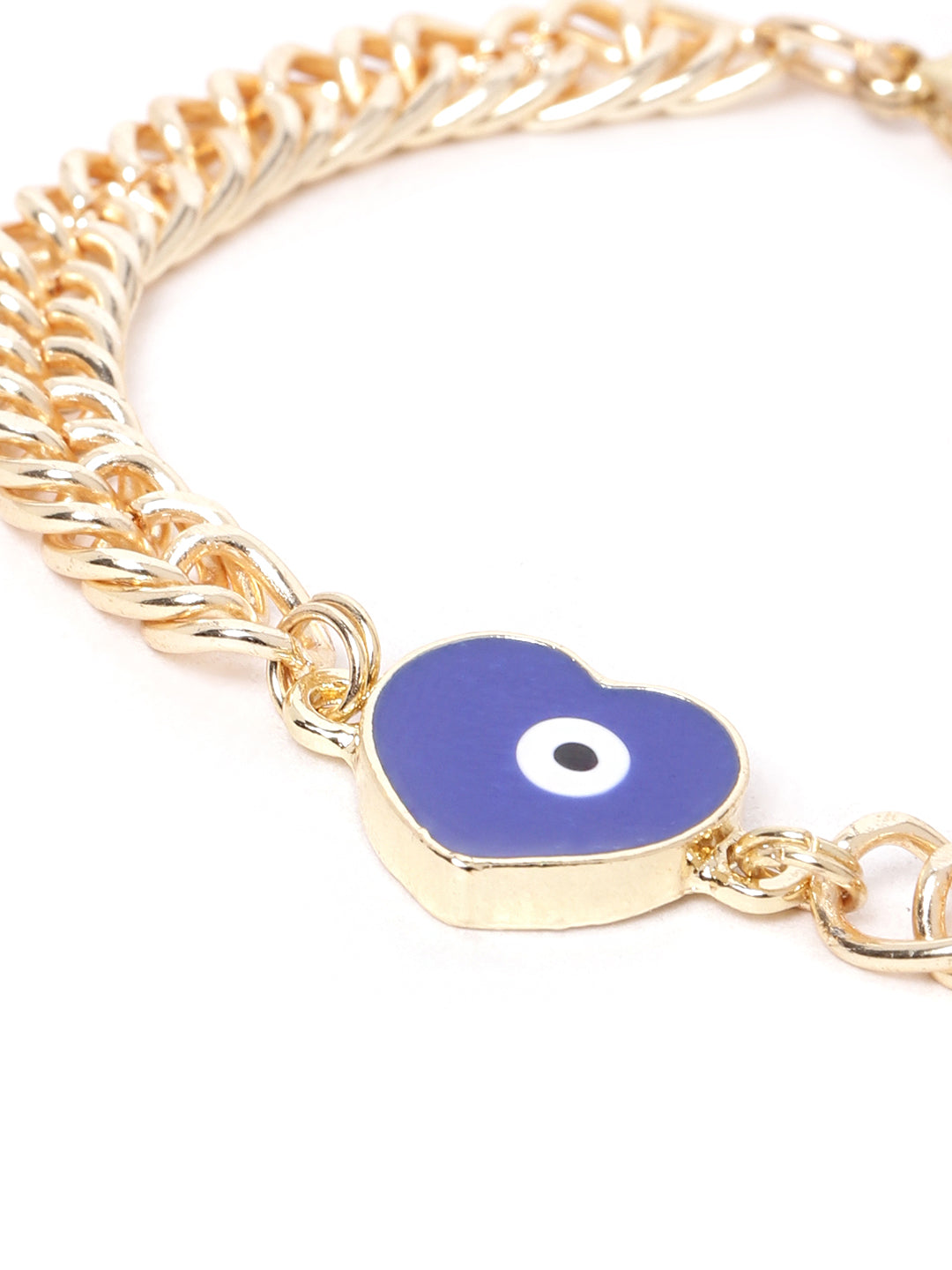 Blueberry gold plated heart Evil Eye chain bracelet