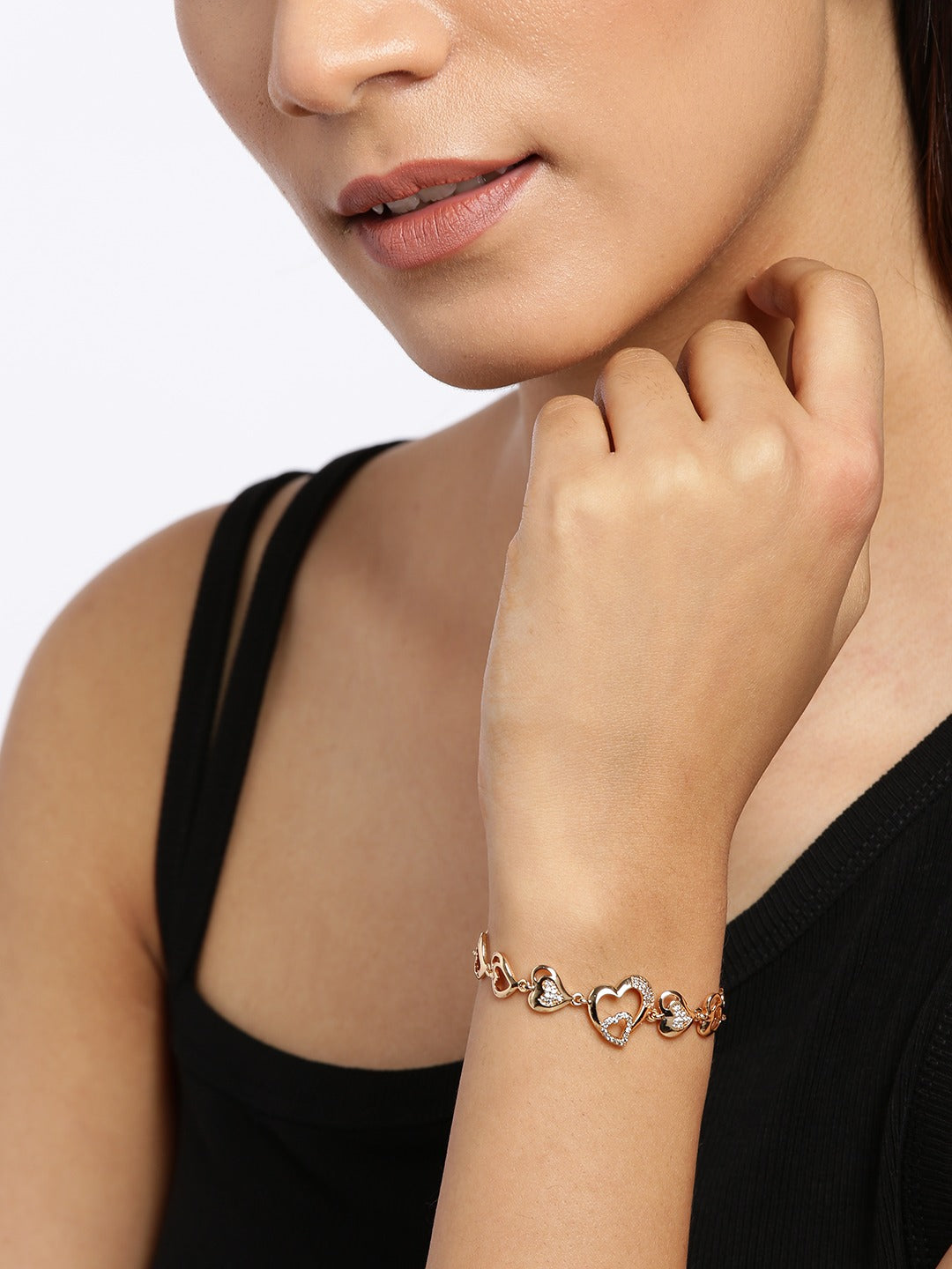 Blueberry gold plated heart stone detailing bracelet