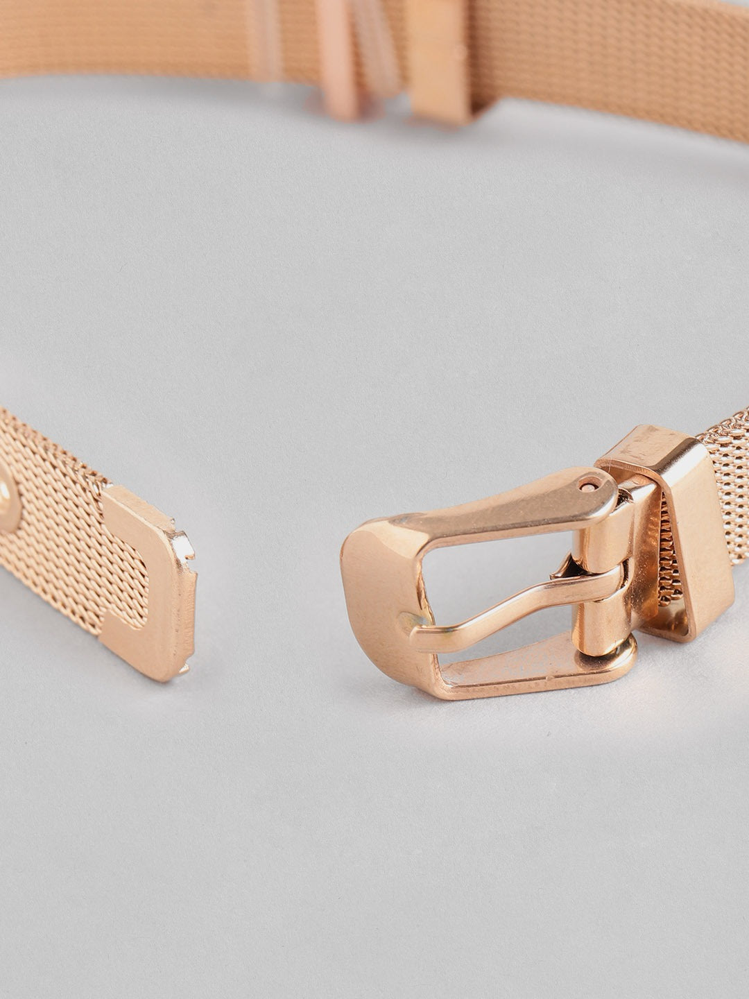 Blueberry gold plated bee detailing strap bracelet