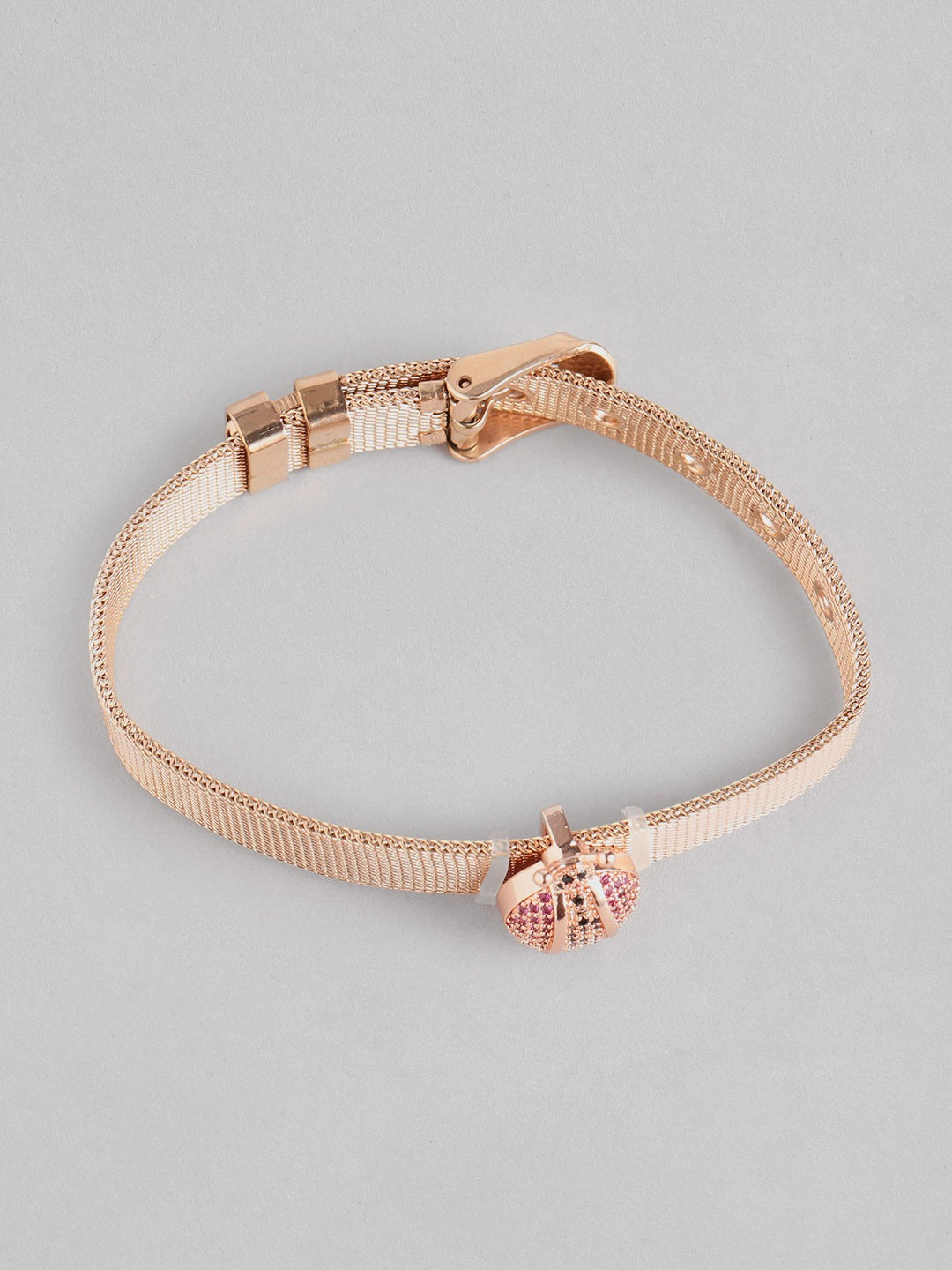 Blueberry gold plated bee detailing strap bracelet