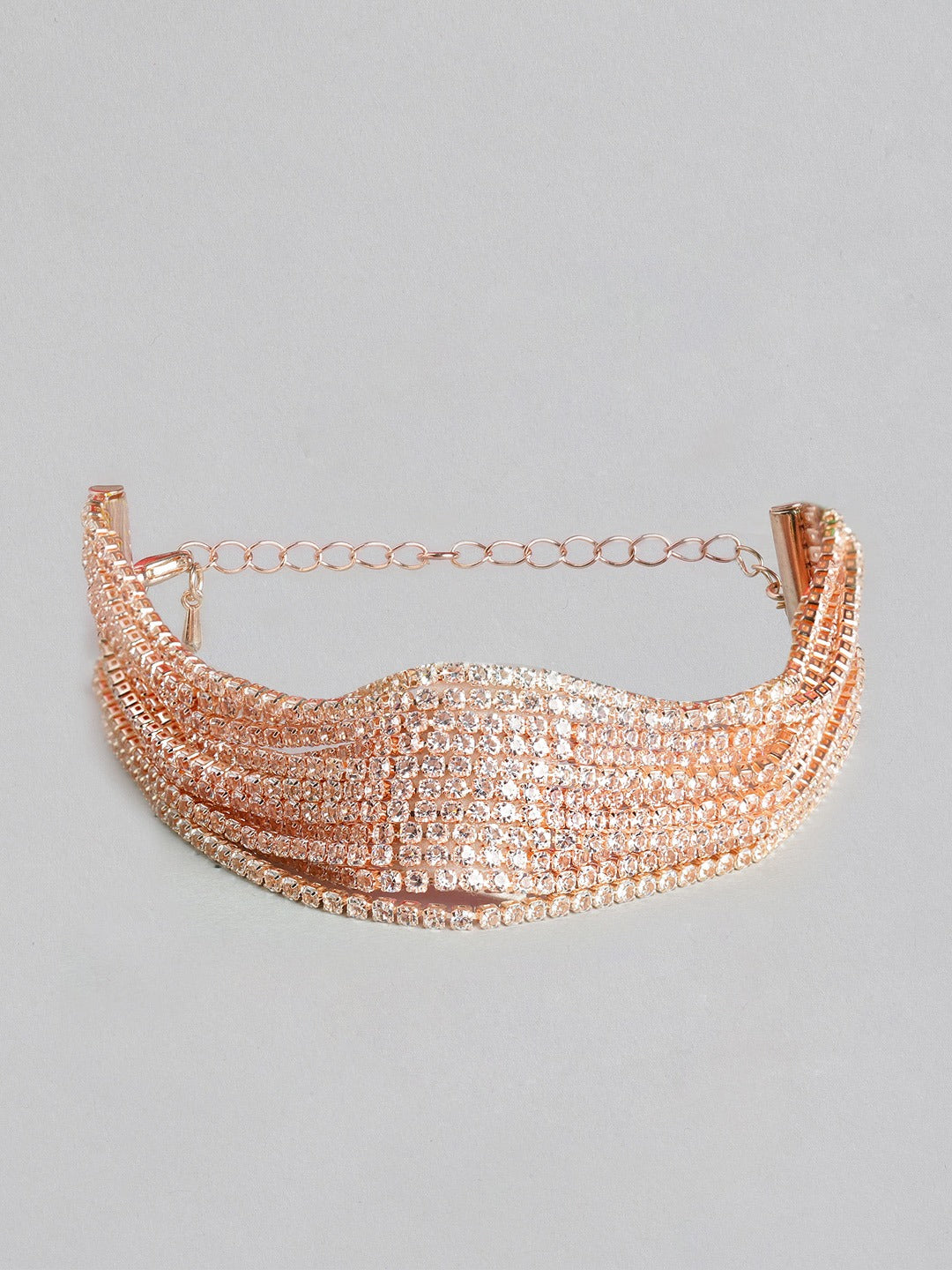 Blueberry rose gold stone embellished chain bracelet