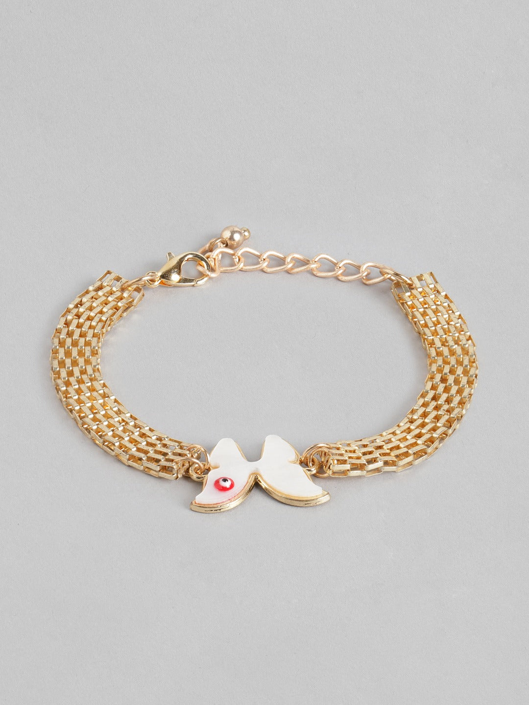 Blueberry gold plated butterfly Evil Eye bracelet