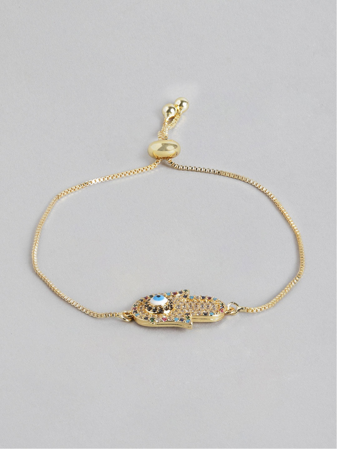 Blueberry gold plated multi stone embellished Evil Eye bracelet