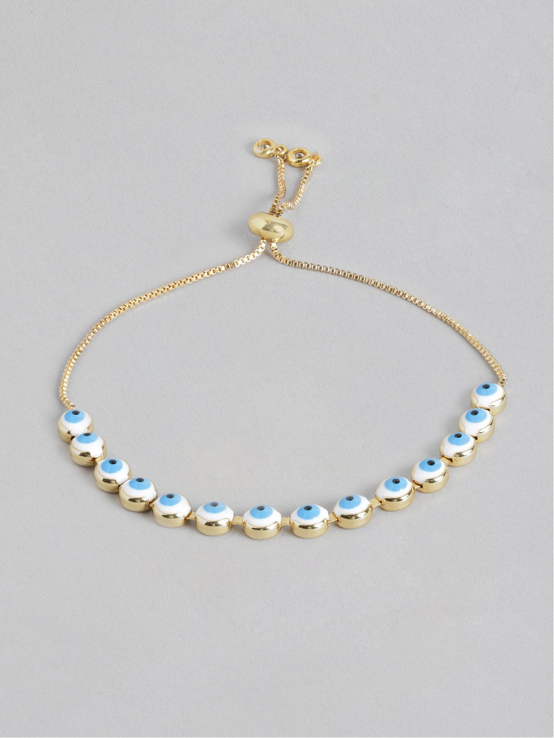 Blueberry Evil Eye beaded gold plated bracelet