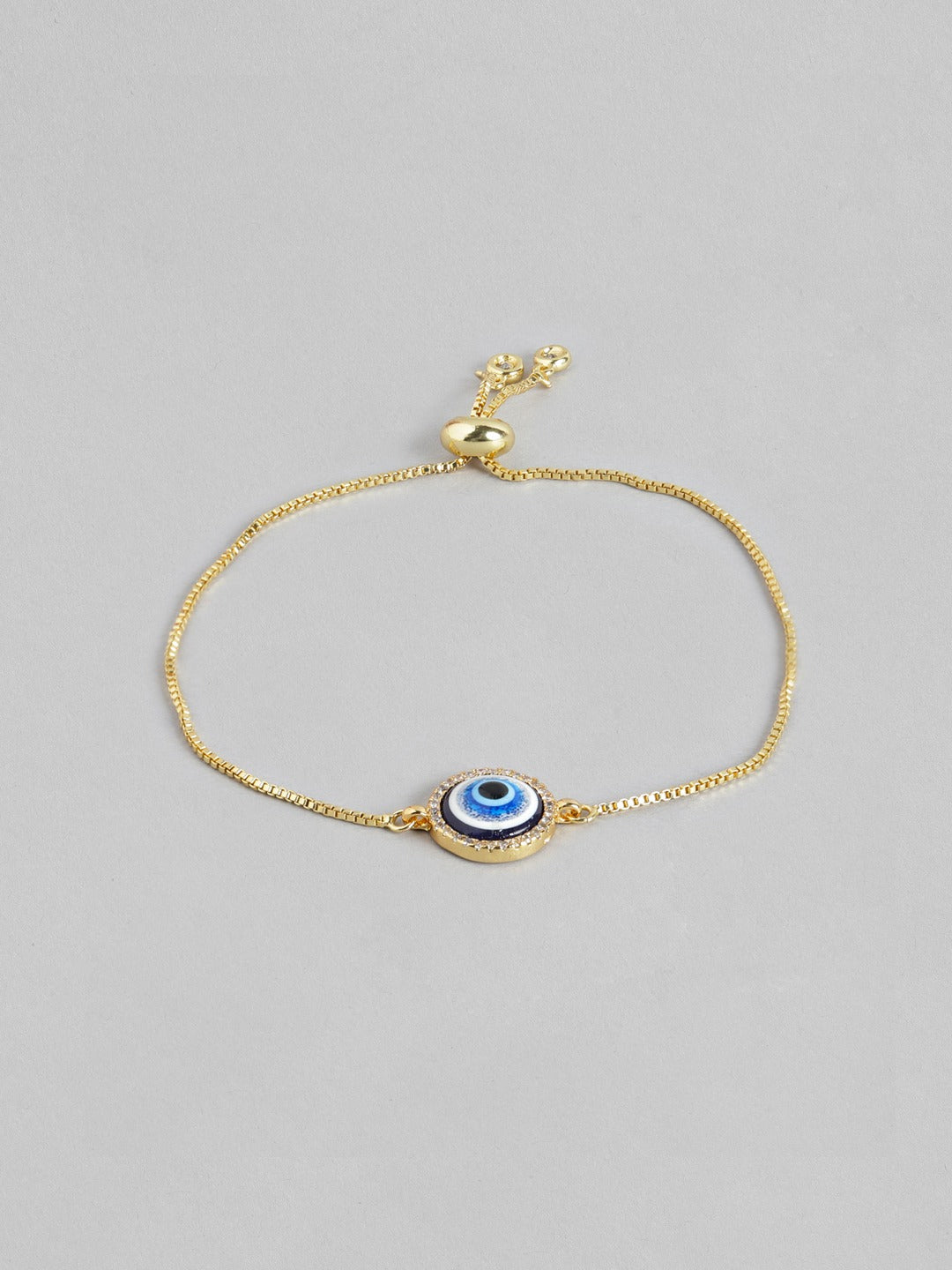 Blueberry gold pleated stone embellished chain bracelet
