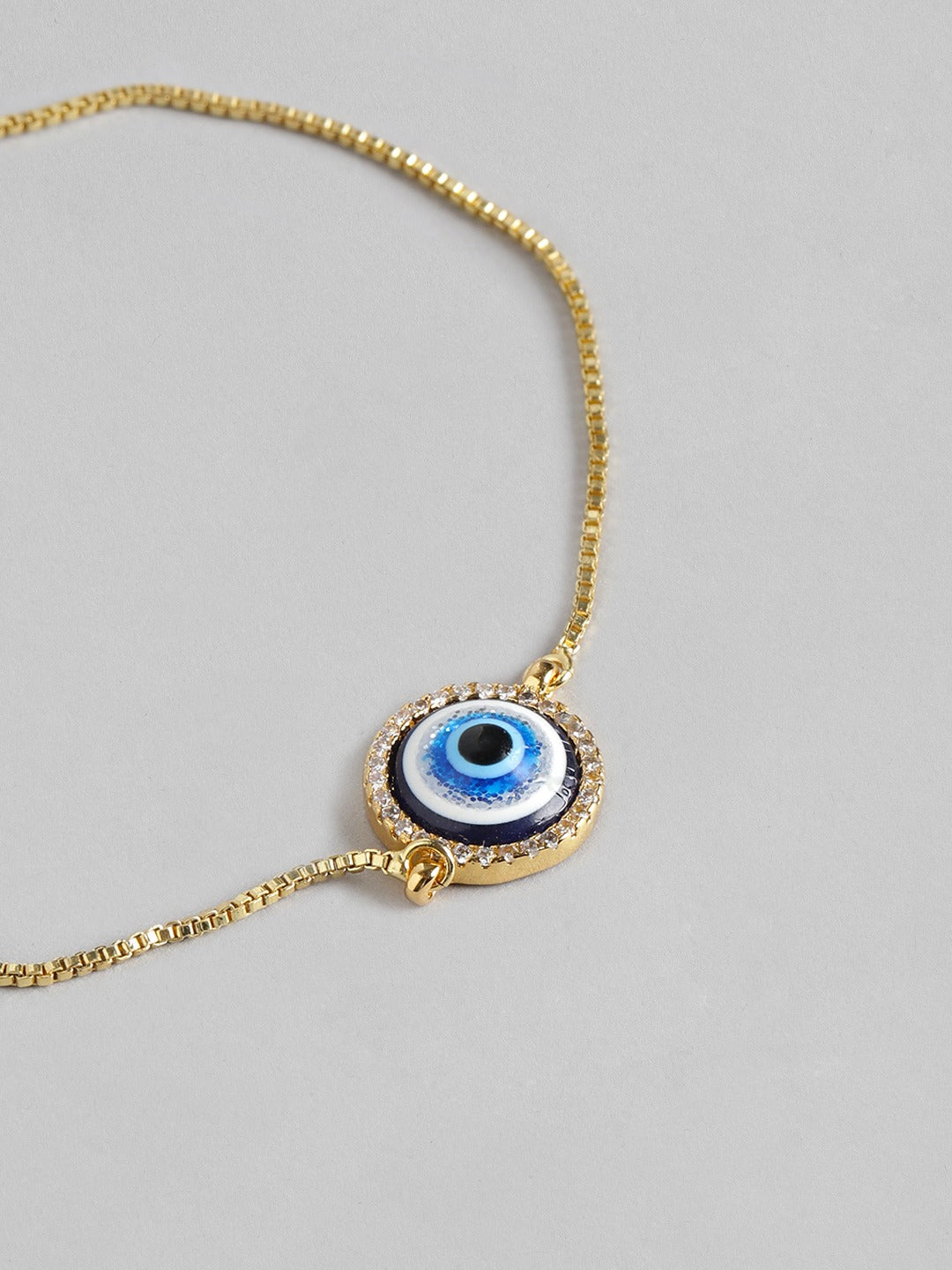 Blueberry gold pleated stone embellished chain bracelet