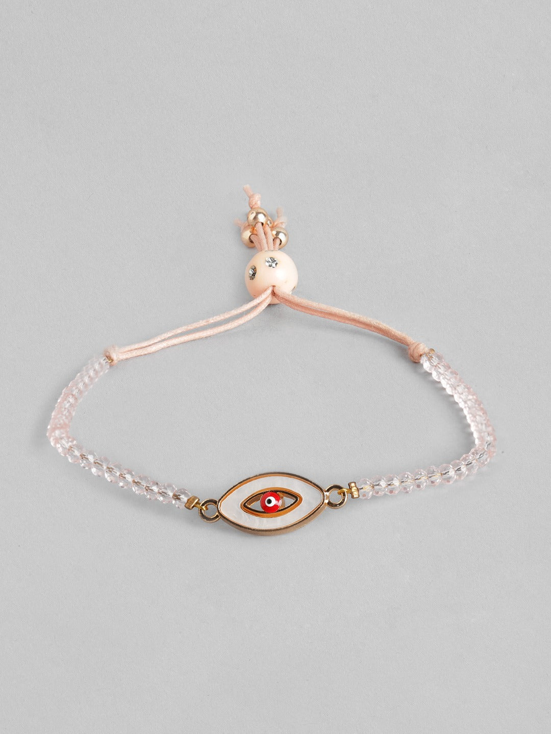 Blueberry peach beaded Evil Eye pendant detailing bracelet