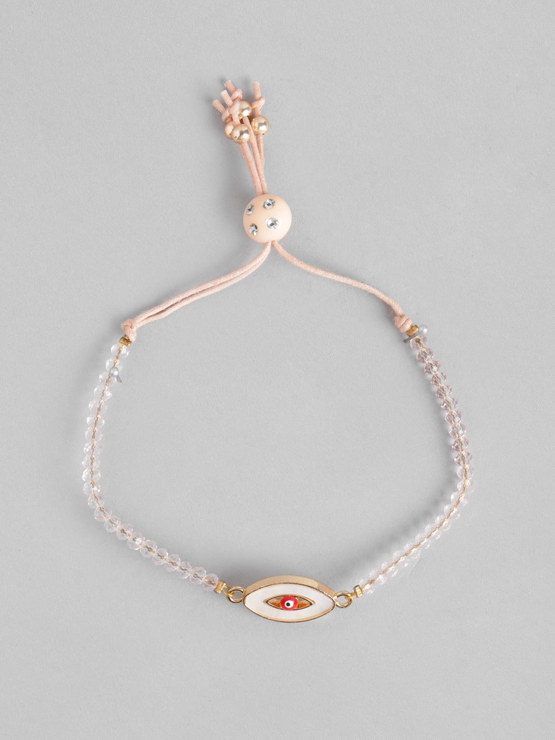 Blueberry peach beaded Evil Eye pendant detailing bracelet