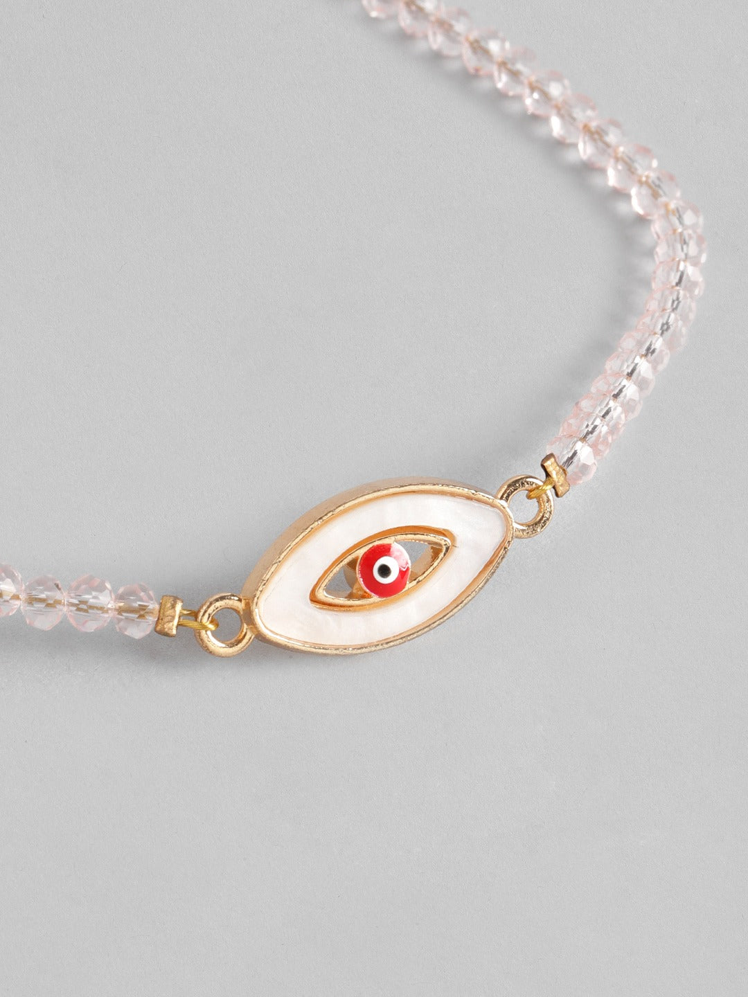 Blueberry peach beaded Evil Eye pendant detailing bracelet