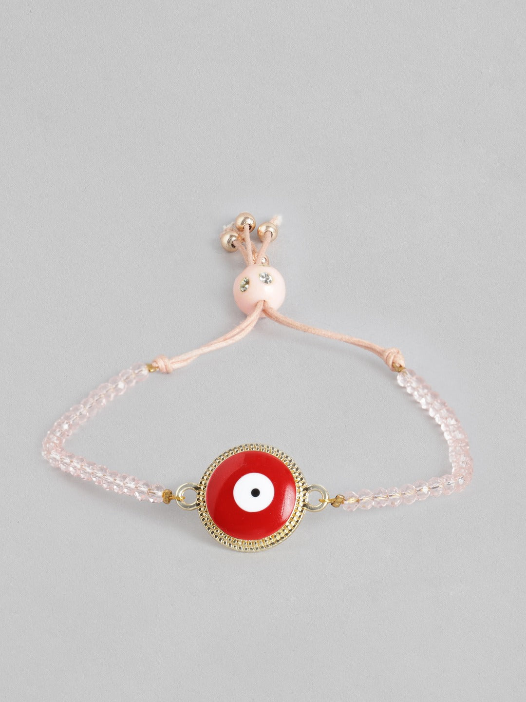 Blueberry peach beaded Evil Eye pendant detailing bracelet
