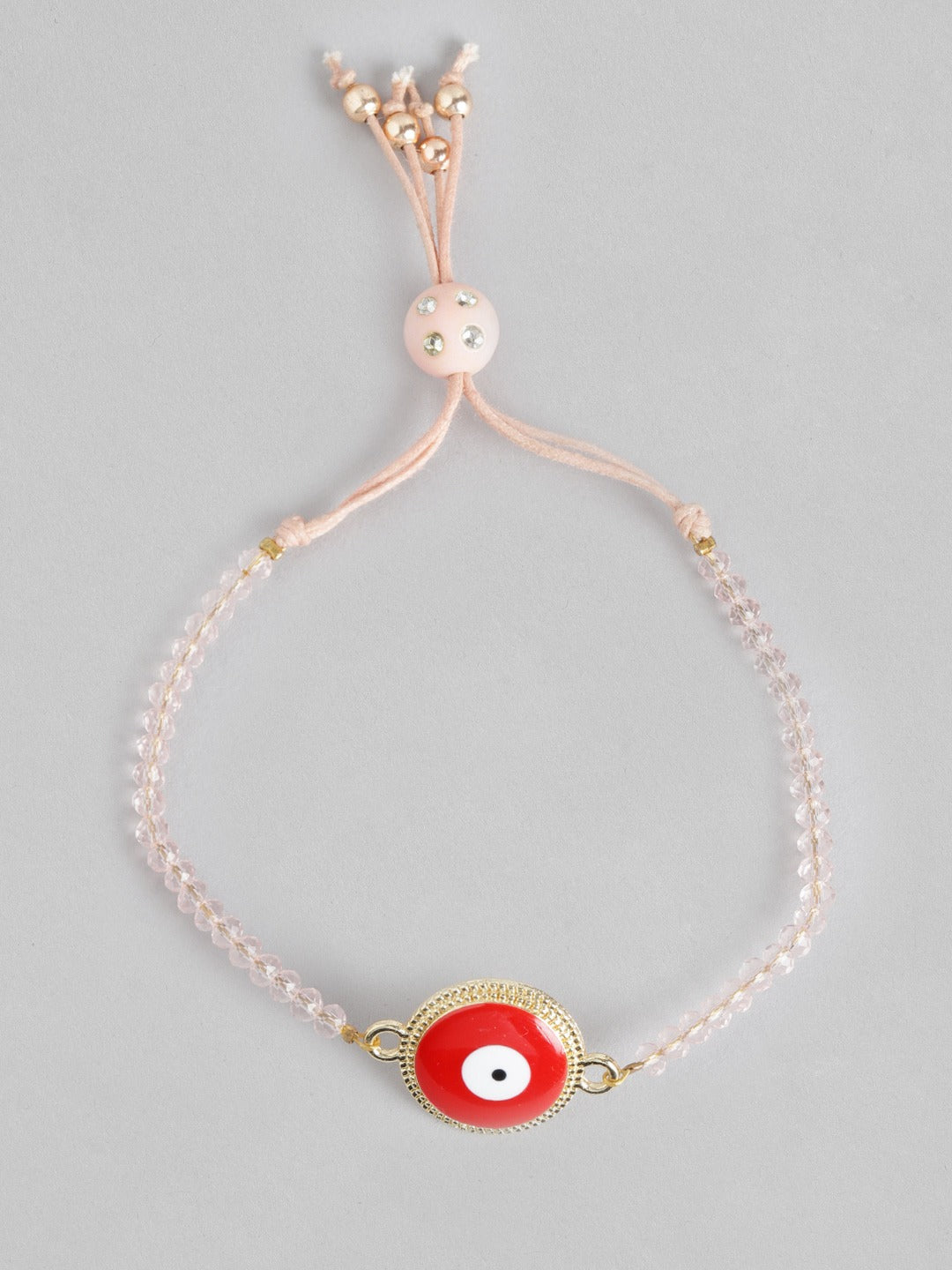 Blueberry peach beaded Evil Eye pendant detailing bracelet