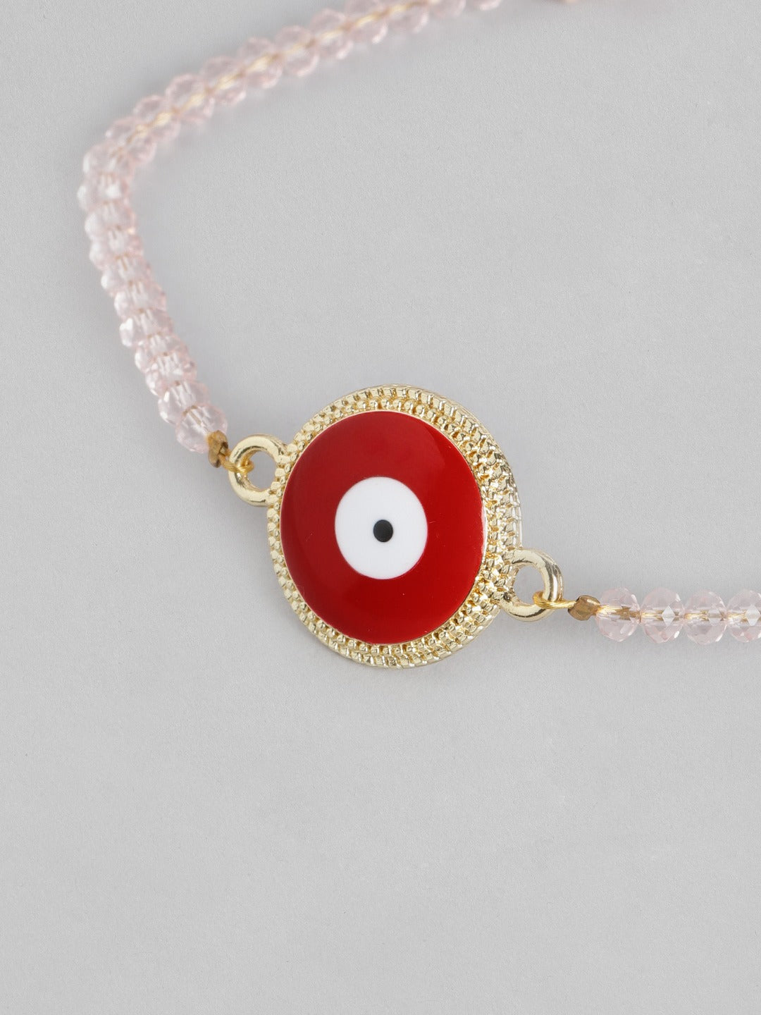 Blueberry peach beaded Evil Eye pendant detailing bracelet