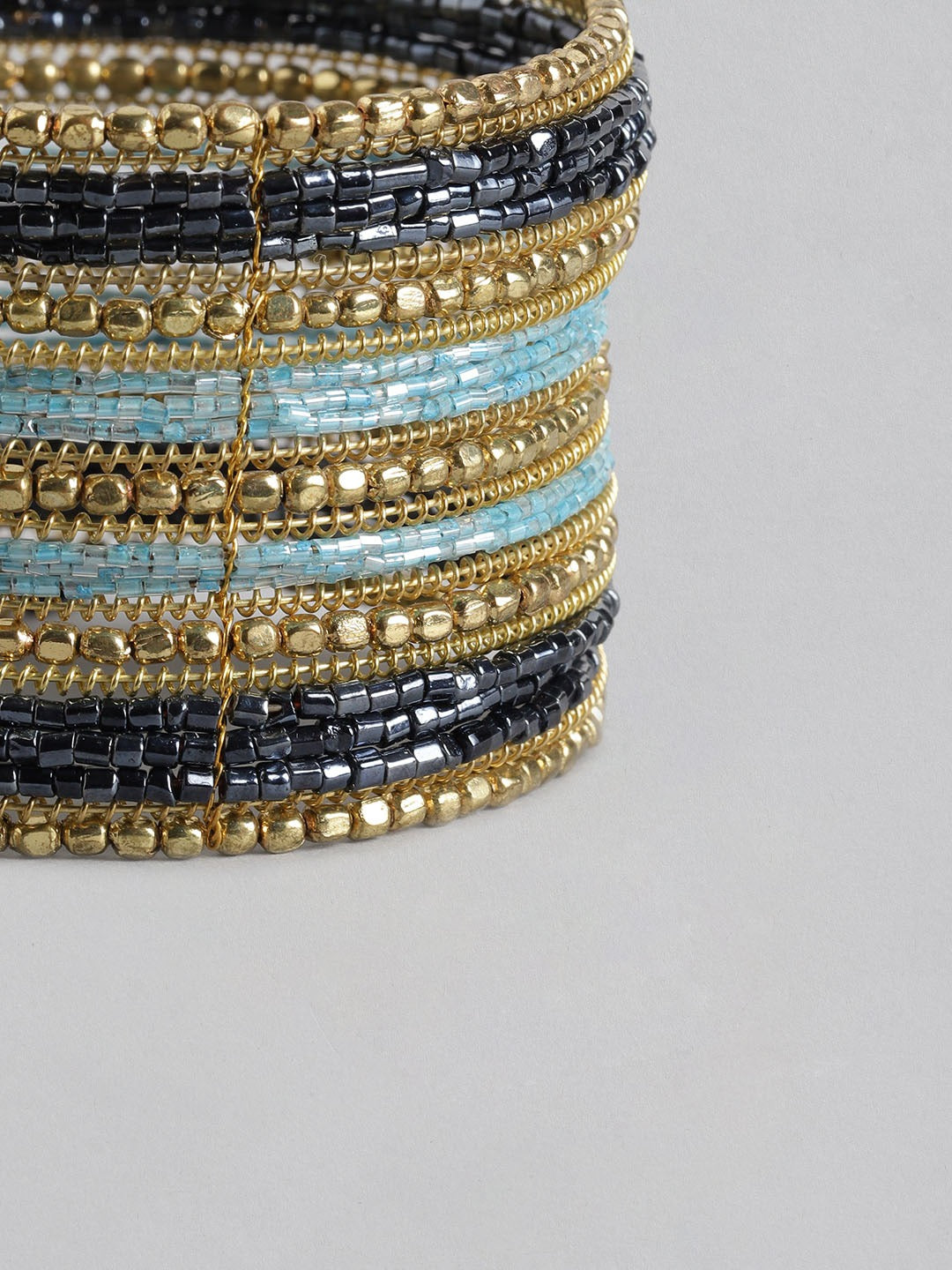 Blueberry multi beaded cuff bracelet