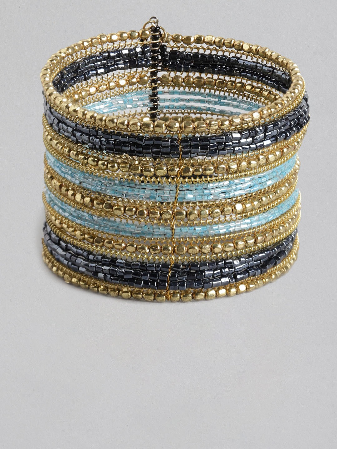 Blueberry multi beaded cuff bracelet