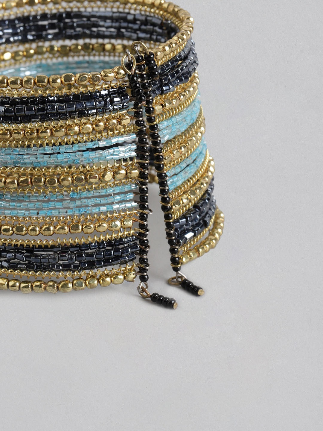 Blueberry multi beaded cuff bracelet