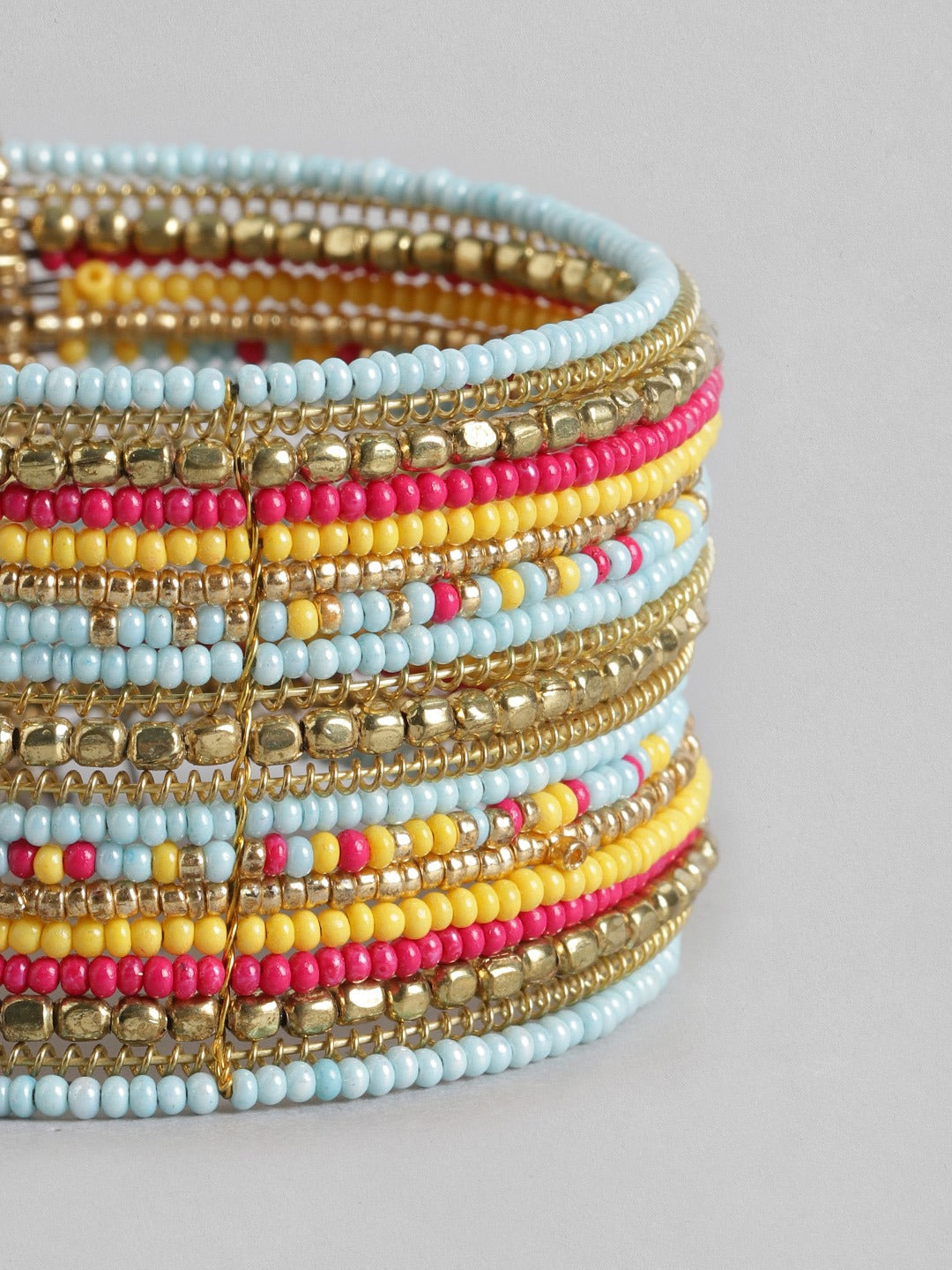 Blueberry multi beaded cuff bracelet