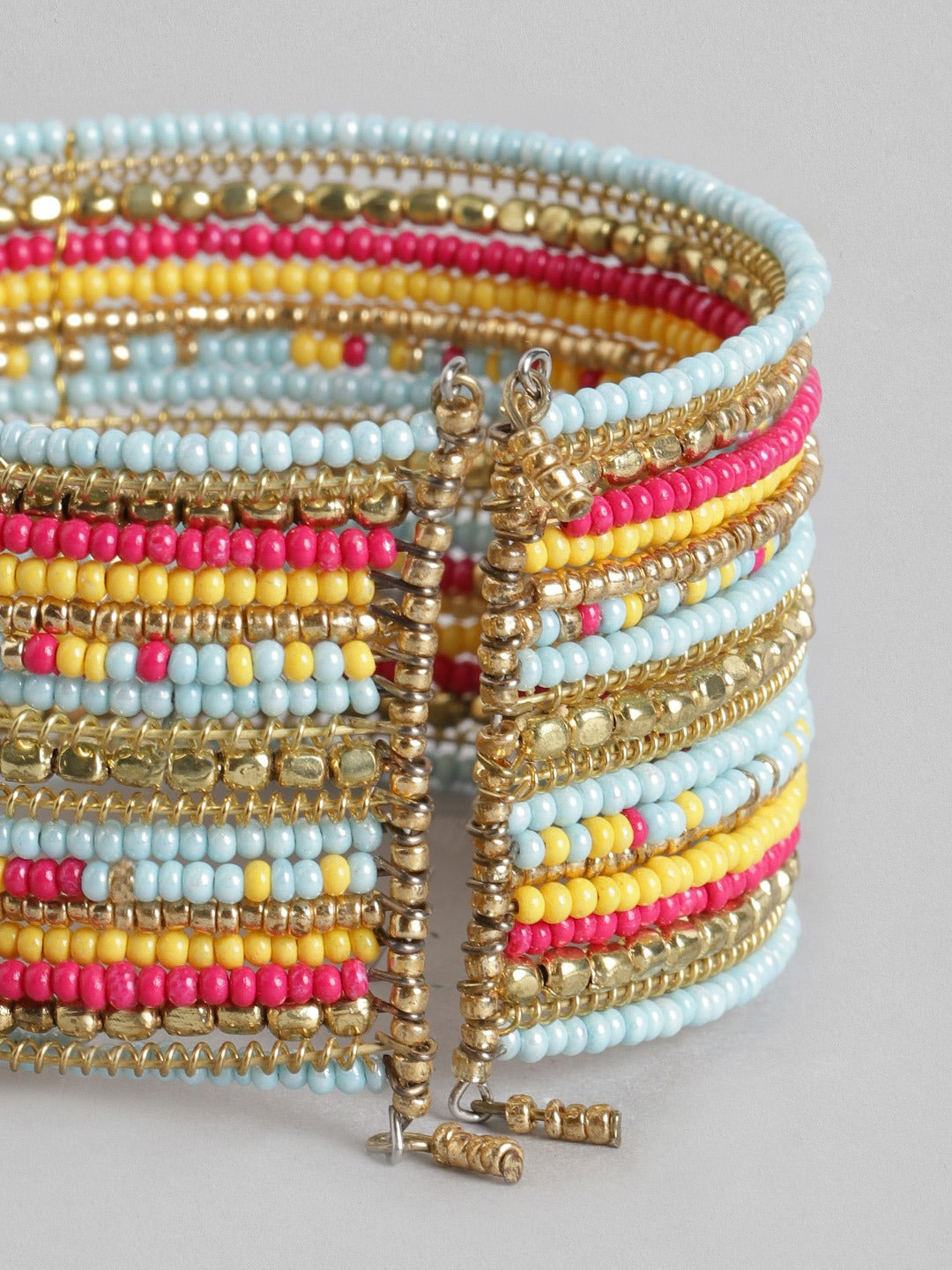 Blueberry multi beaded cuff bracelet