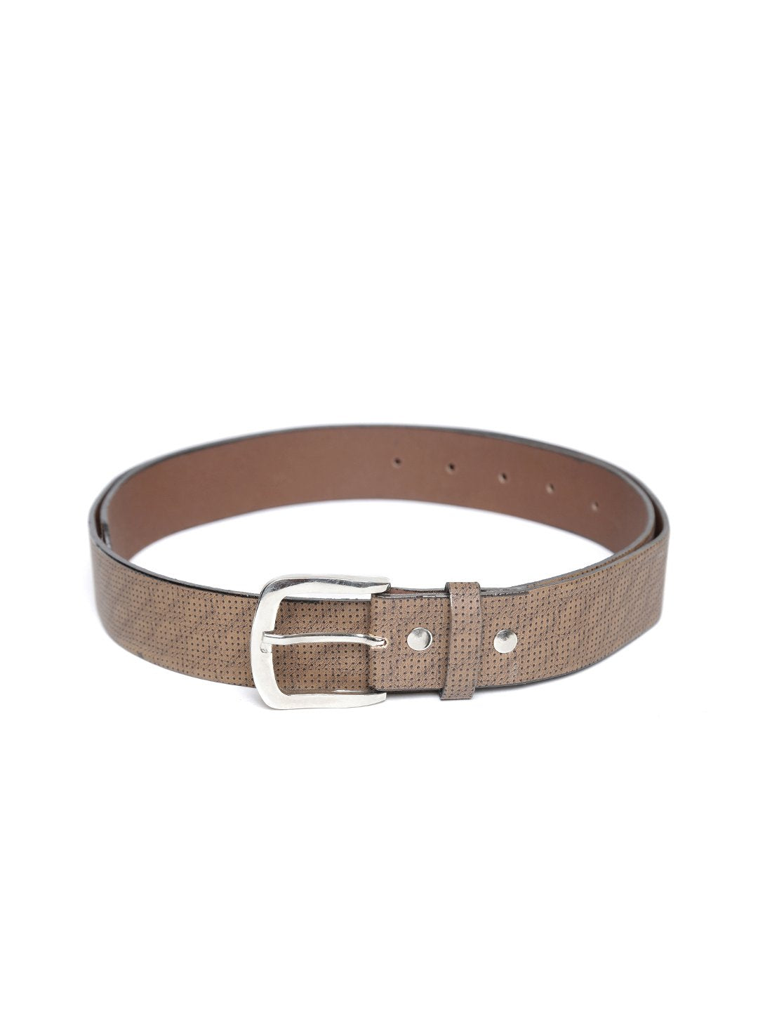 Lazy panda black dotted on brown leather belt for men