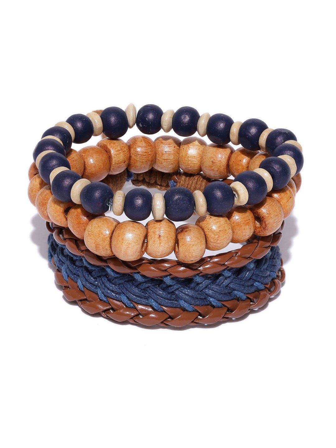 Lazy panda set of 3 multi color beaded bracelets for men