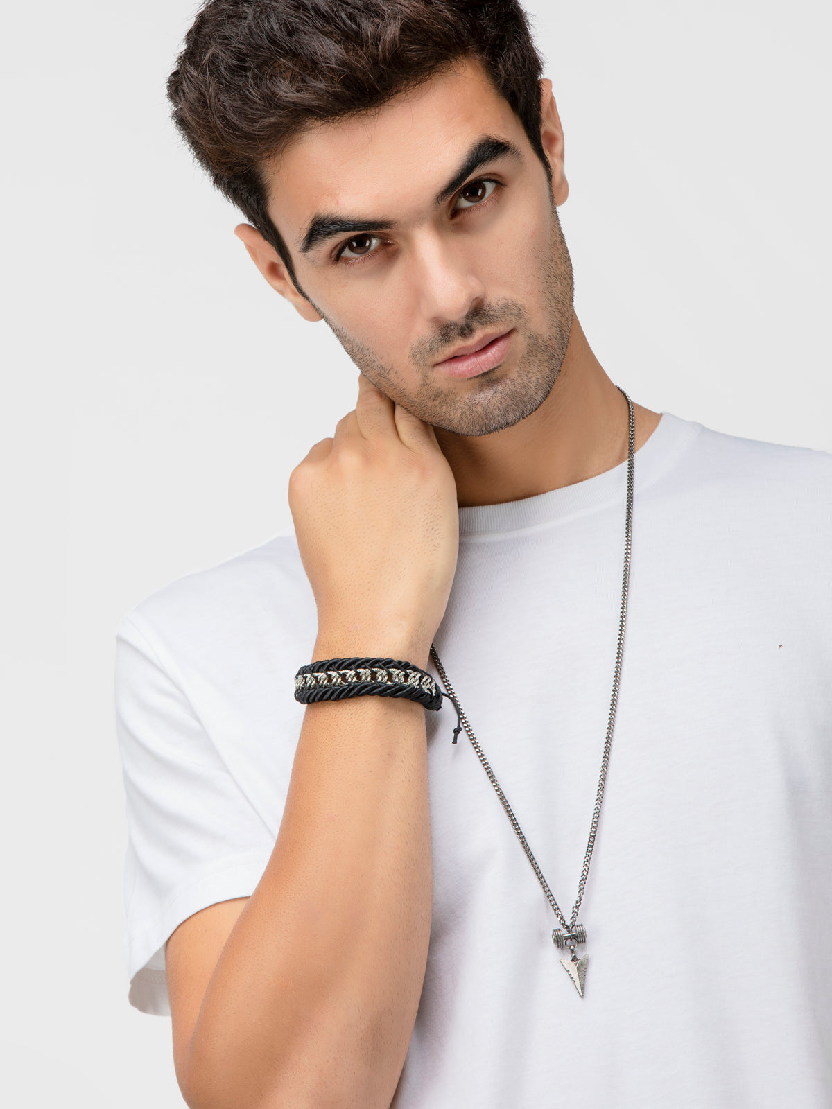 Lazy panda set of 2 necklace and black bracelet