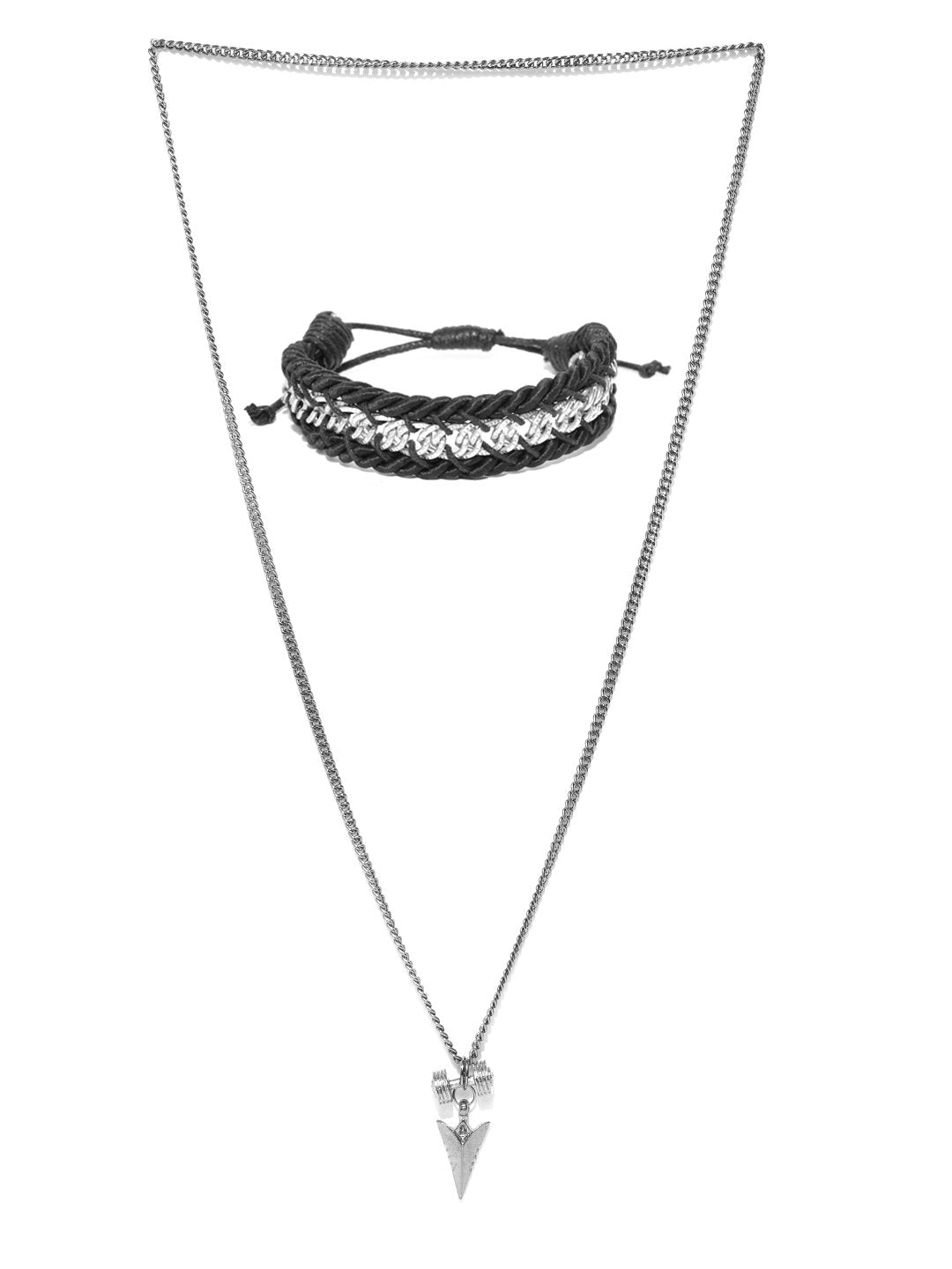 Lazy panda set of 2 necklace and black bracelet