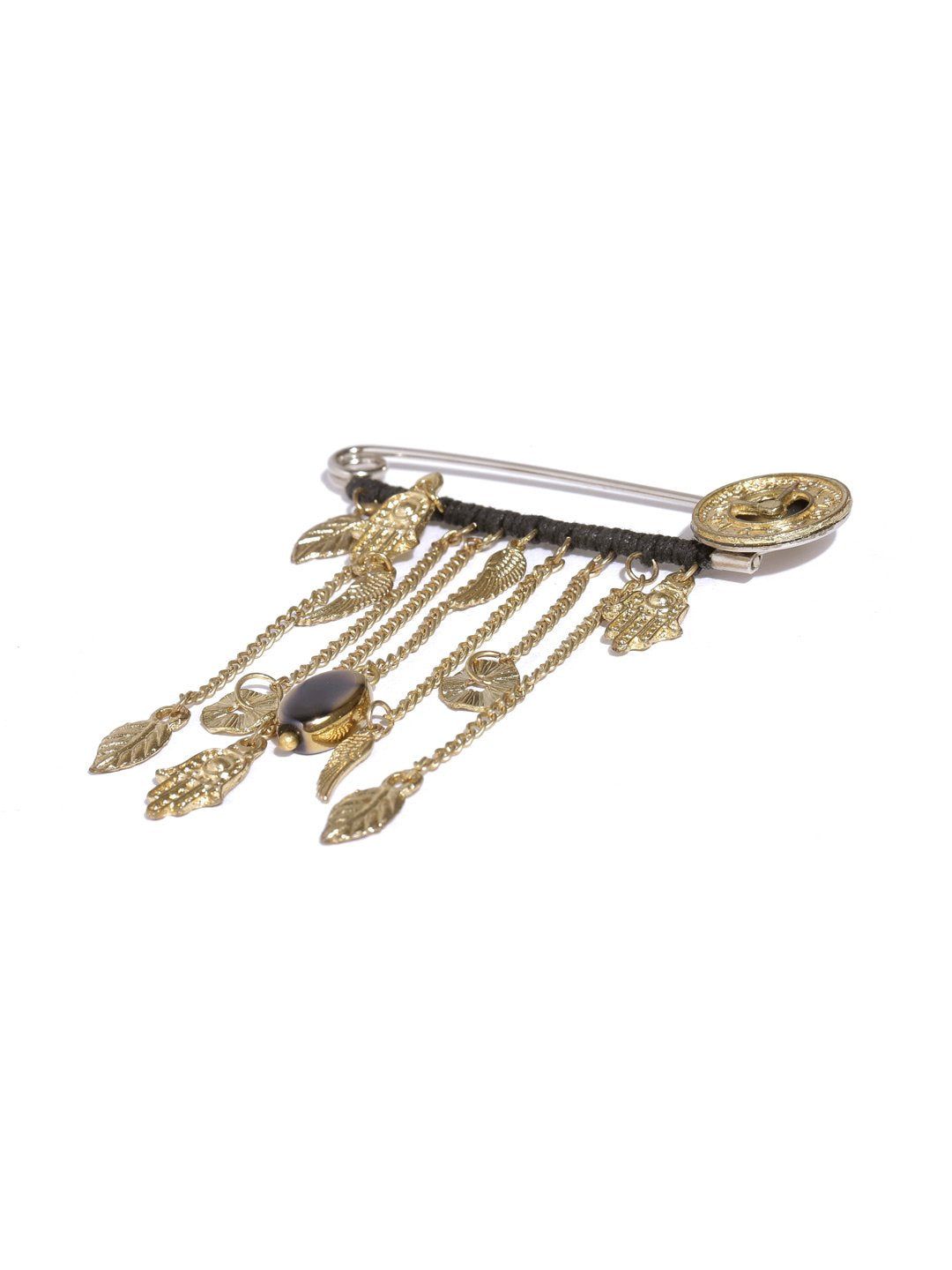 Lazy panda men gold-toned brooch with charms-onesize-gold