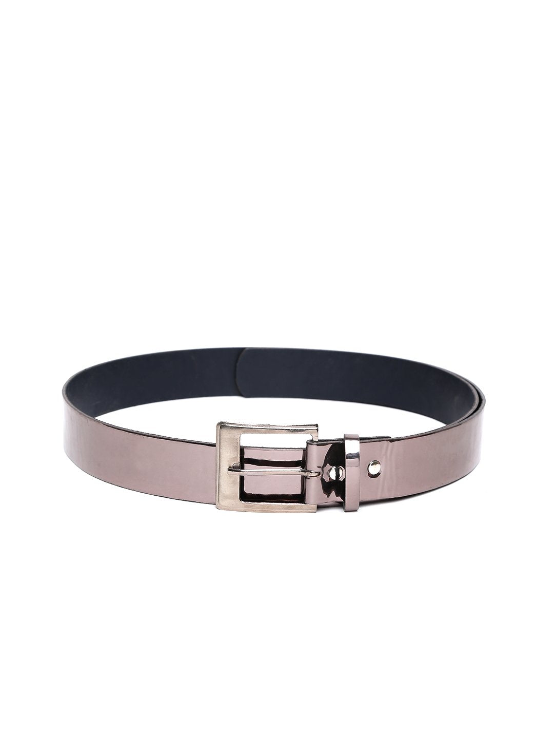 Lazy panda men grey metallic leather belt
